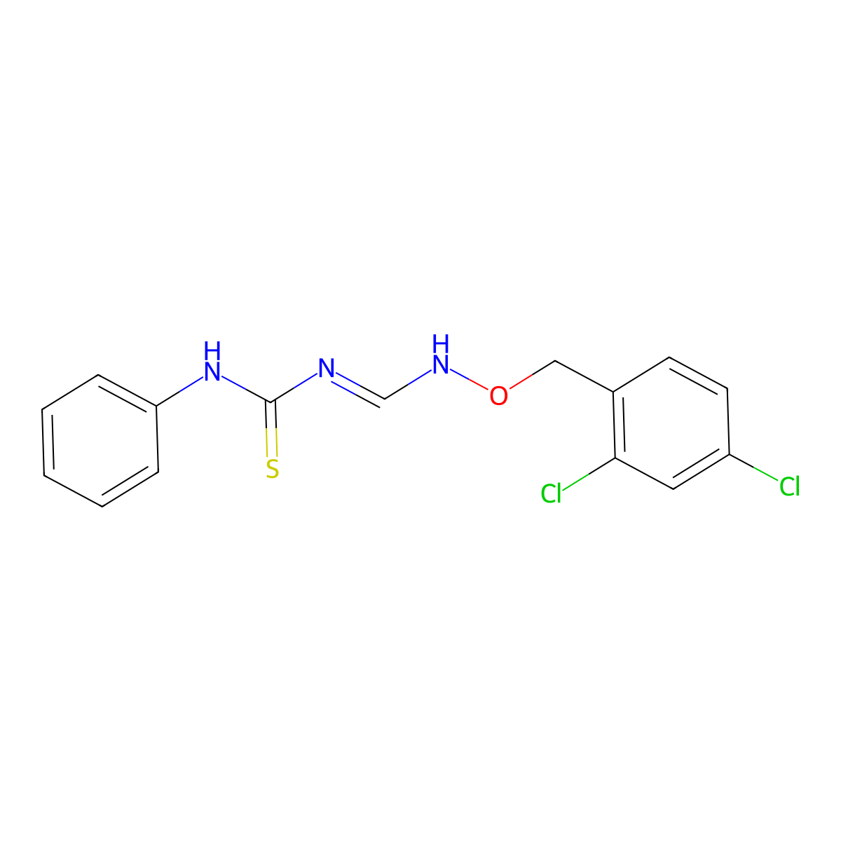 1-[[(2,4-Dichlorophenyl)methoxyamino]methylidene]-3-phenylthiourea molecular structure, CAS 338976-92-4