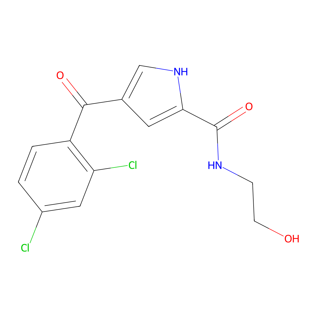4-(2,4-dichlorobenzoyl)-N-(2-hydroxyethyl)-1H-pyrrole-2-carboxamide molecular structure, CAS 338977-08-5