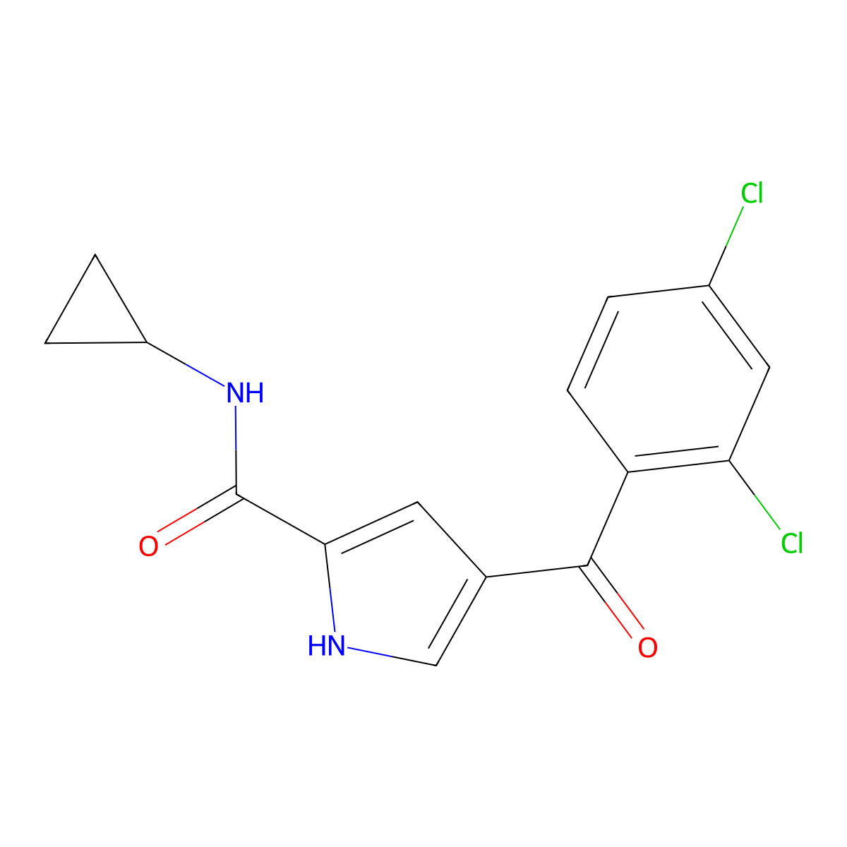 N-cyclopropyl-4-(2,4-dichlorobenzoyl)-1H-pyrrole-2-carboxamide molecular structure, CAS 338977-15-4