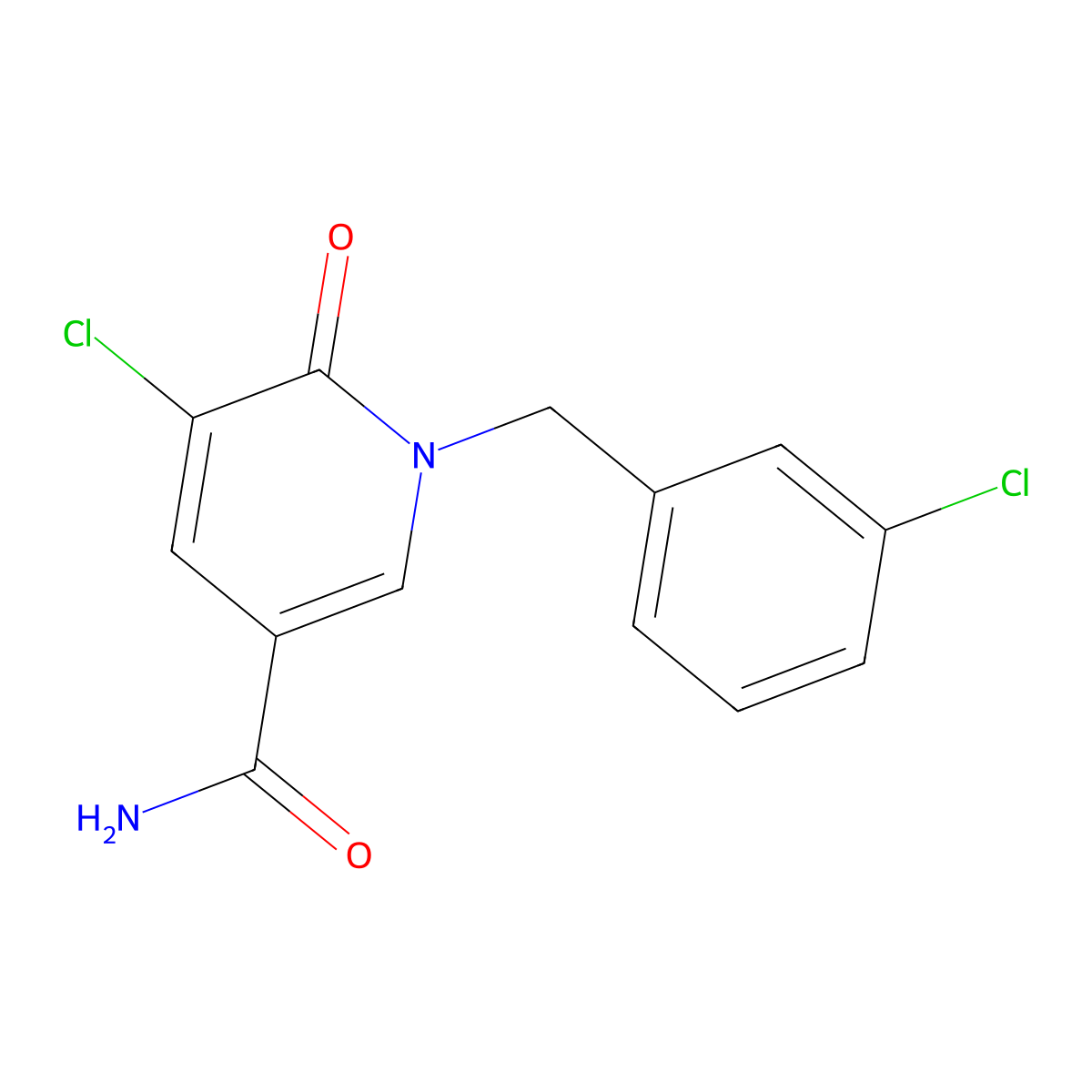 5-Chloro-1-(3-chlorobenzyl)-6-oxo-1,6-dihydro-3-pyridinecarboxamide molecular structure, CAS 338977-28-9