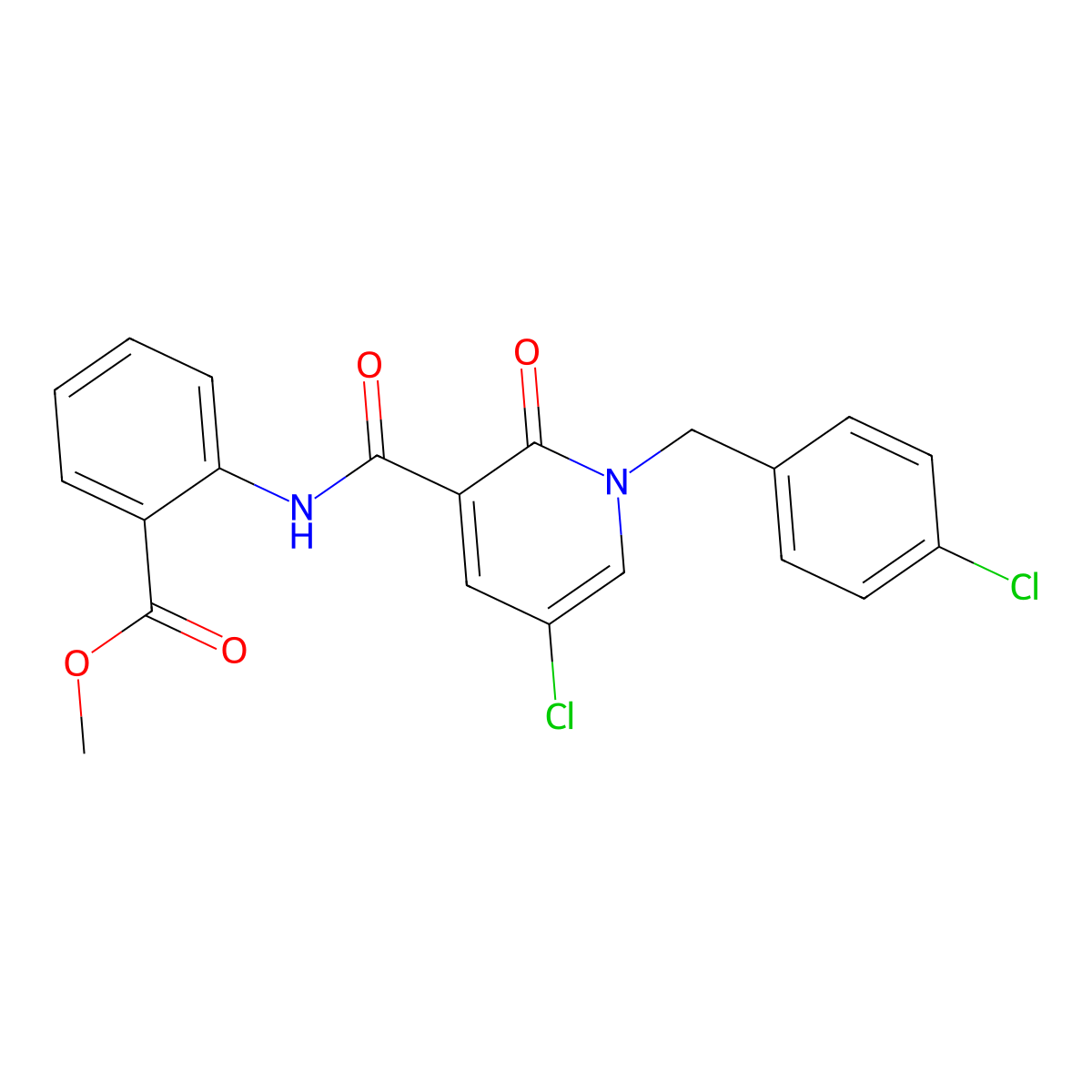 Methyl 2-({[5-chloro-1-(4-chlorobenzyl)-2-oxo-1,2-dihydro-3-pyridinyl]carbonyl}amino)benzenecarboxylate molecular structure, CAS 338977-29-0