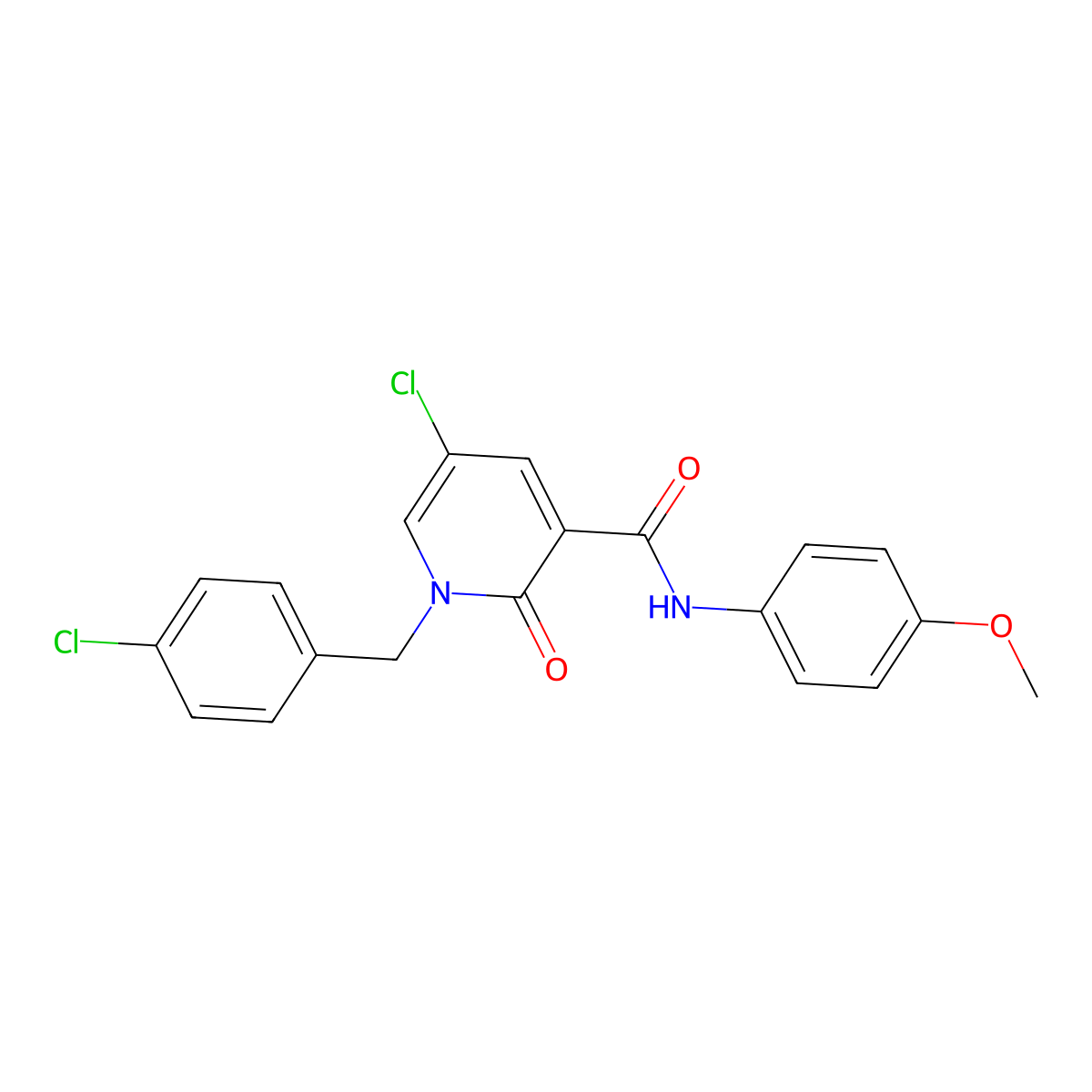 5-chloro-1-(4-chlorobenzyl)-N-(4-methoxyphenyl)-2-oxo-1,2-dihydro-3-pyridinecarboxamide molecular structure, CAS 338977-30-3