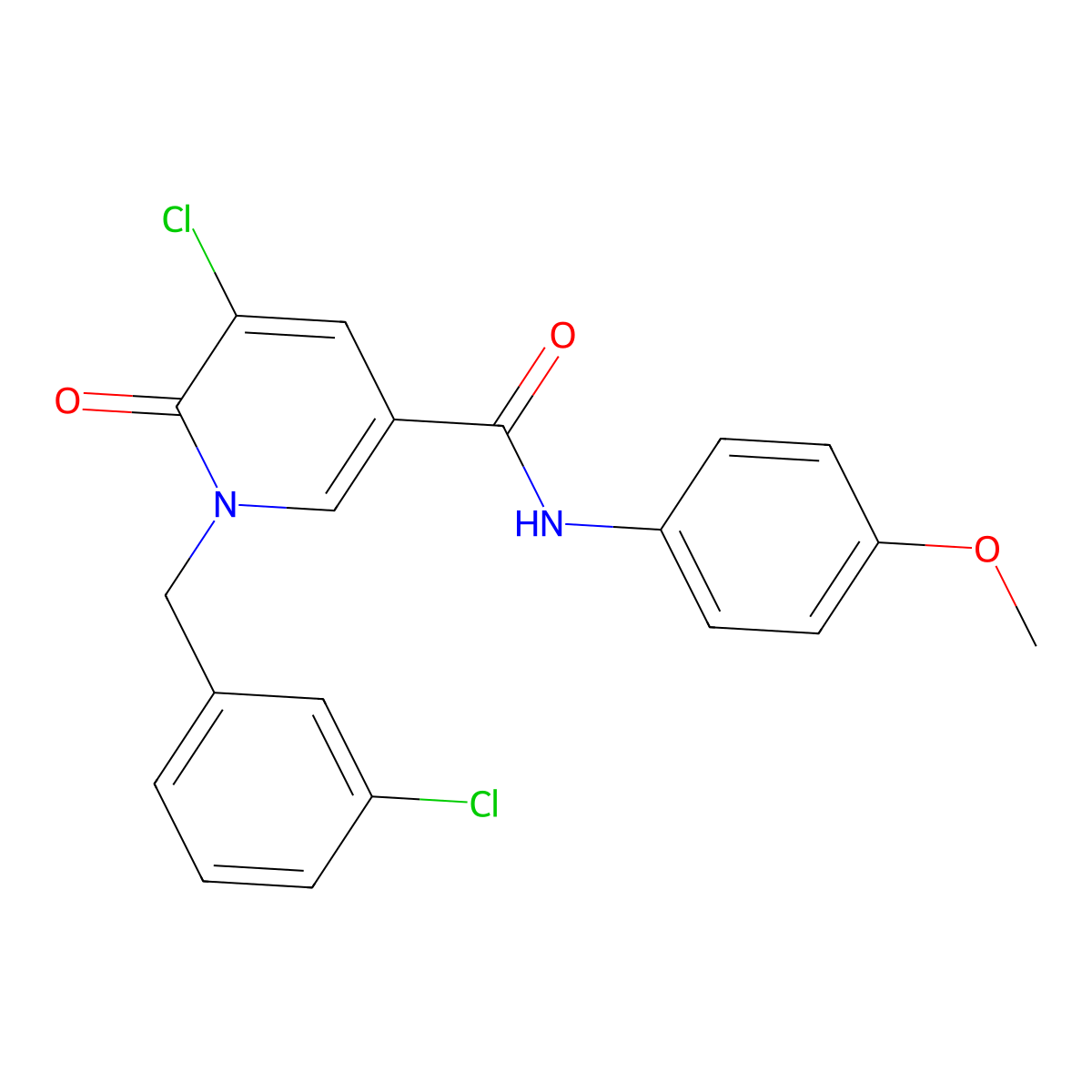 5-chloro-1-(3-chlorobenzyl)-N-(4-methoxyphenyl)-6-oxo-1,6-dihydro-3-pyridinecarboxamide molecular structure, CAS 338977-35-8