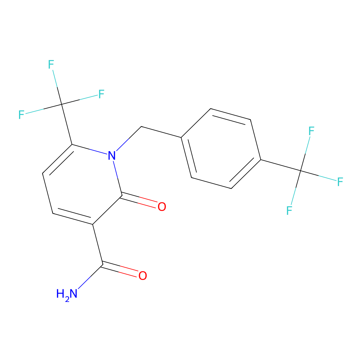 2-oxo-6-(Trifluoromethyl)-1-(4-(trifluoromethyl)benzyl)-1,2-dihydro-3-pyridinecarboxamide molecular structure, CAS 338977-36-9