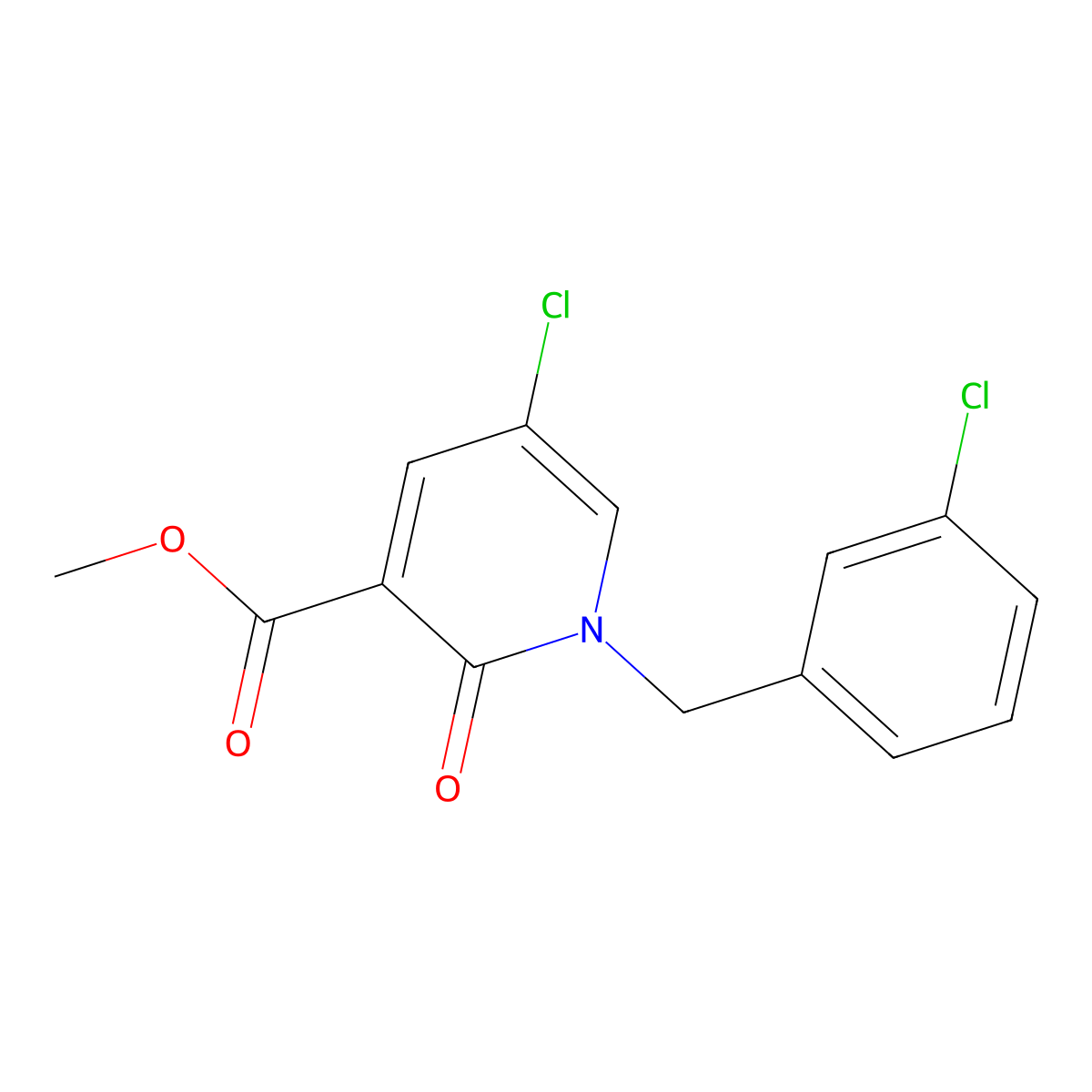 Methyl 5-chloro-1-[(3-chlorophenyl)methyl]-2-oxopyridine-3-carboxylate molecular structure, CAS 338977-37-0