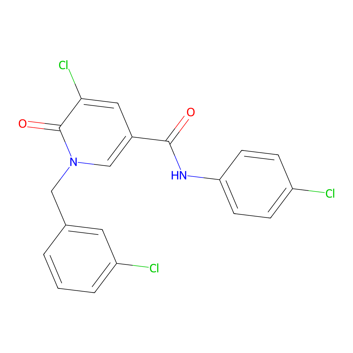 5-chloro-1-(3-chlorobenzyl)-N-(4-chlorophenyl)-6-oxo-1,6-dihydro-3-pyridinecarboxamide molecular structure, CAS 338977-39-2