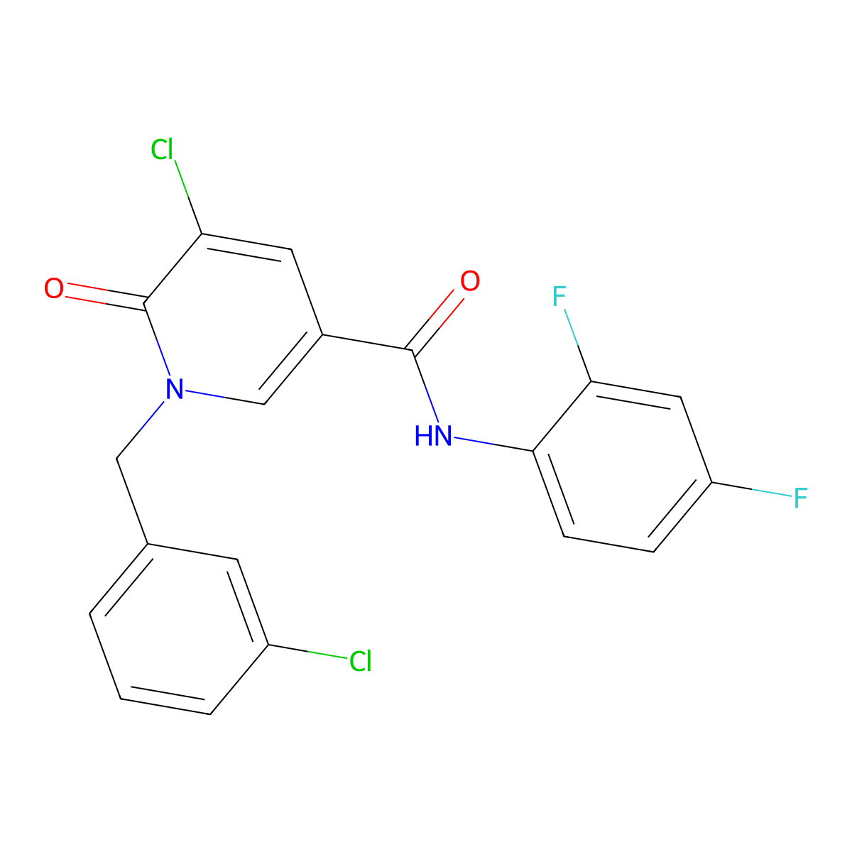 5-chloro-1-(3-chlorobenzyl)-N-(2,4-difluorophenyl)-6-oxo-1,6-dihydro-3-pyridinecarboxamide molecular structure, CAS 338977-40-5