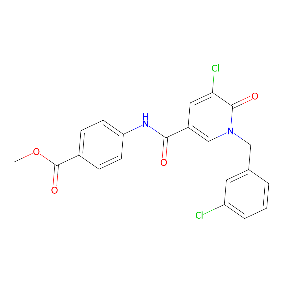 Methyl 4-({[5-chloro-1-(3-chlorobenzyl)-6-oxo-1,6-dihydro-3-pyridinyl]carbonyl}amino)benzenecarboxylate molecular structure, CAS 338977-49-4