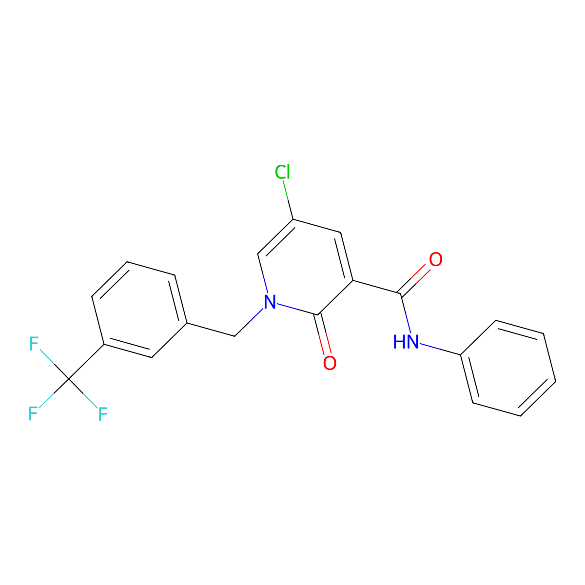 5-chloro-2-oxo-N-phenyl-1-[[3-(trifluoromethyl)phenyl]methyl]pyridine-3-carboxamide molecular structure, CAS 338977-52-9
