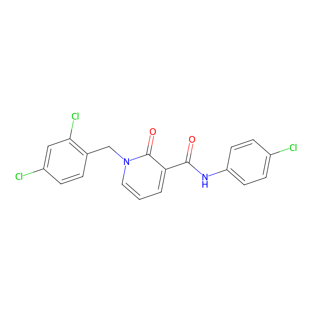 N-(4-chlorophenyl)-1-(2,4-dichlorobenzyl)-2-oxo-1,2-dihydro-3-pyridinecarboxamide molecular structure, CAS 338977-59-6