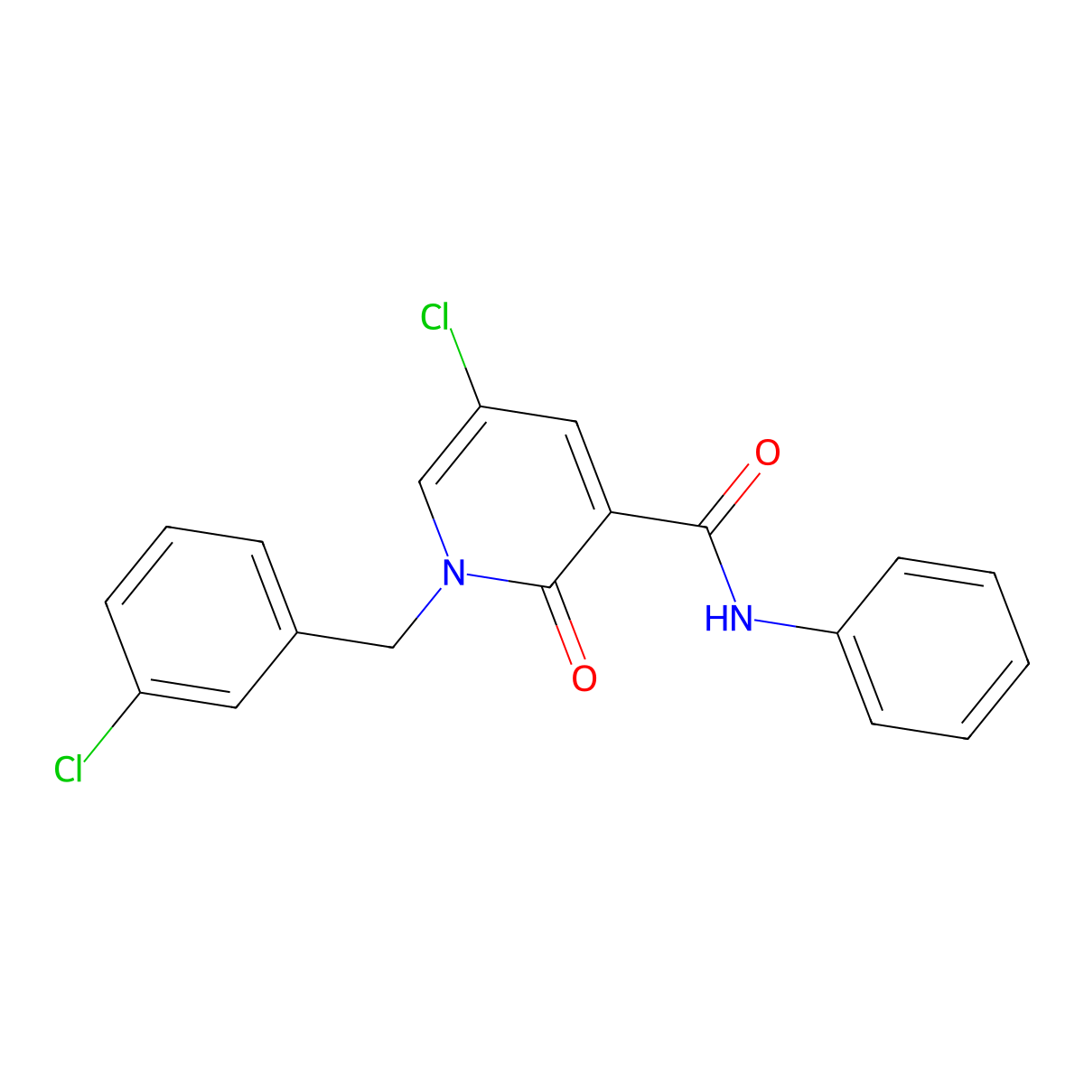 5-chloro-1-(3-chlorobenzyl)-2-oxo-N-phenyl-1,2-dihydro-3-pyridinecarboxamide molecular structure, CAS 338977-62-1