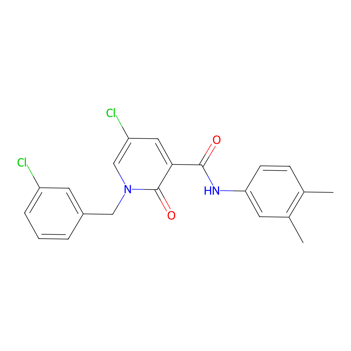 5-chloro-1-(3-chlorobenzyl)-N-(3,4-dimethylphenyl)-2-oxo-1,2-dihydro-3-pyridinecarboxamide molecular structure, CAS 338977-67-6