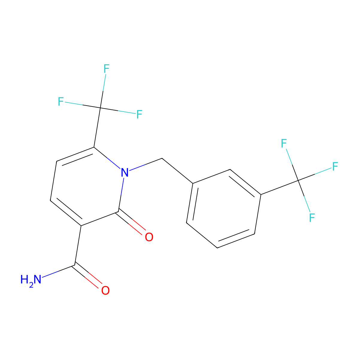 2-oxo-6-(Trifluoromethyl)-1-(3-(trifluoromethyl)benzyl)-1,2-dihydro-3-pyridinecarboxamide molecular structure, CAS 338977-68-7