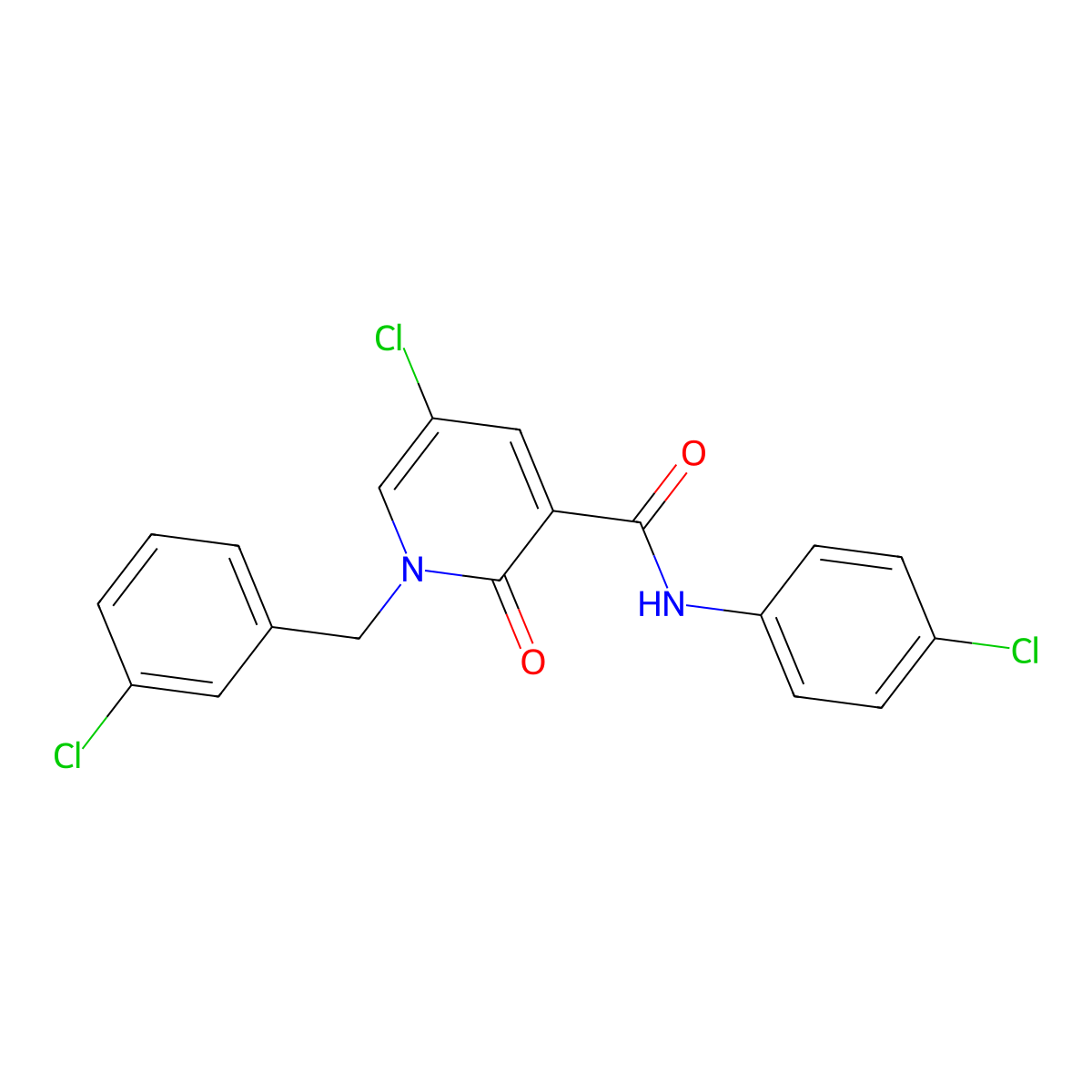 5-chloro-1-(3-chlorobenzyl)-N-(4-chlorophenyl)-2-oxo-1,2-dihydro-3-pyridinecarboxamide molecular structure, CAS 338977-74-5