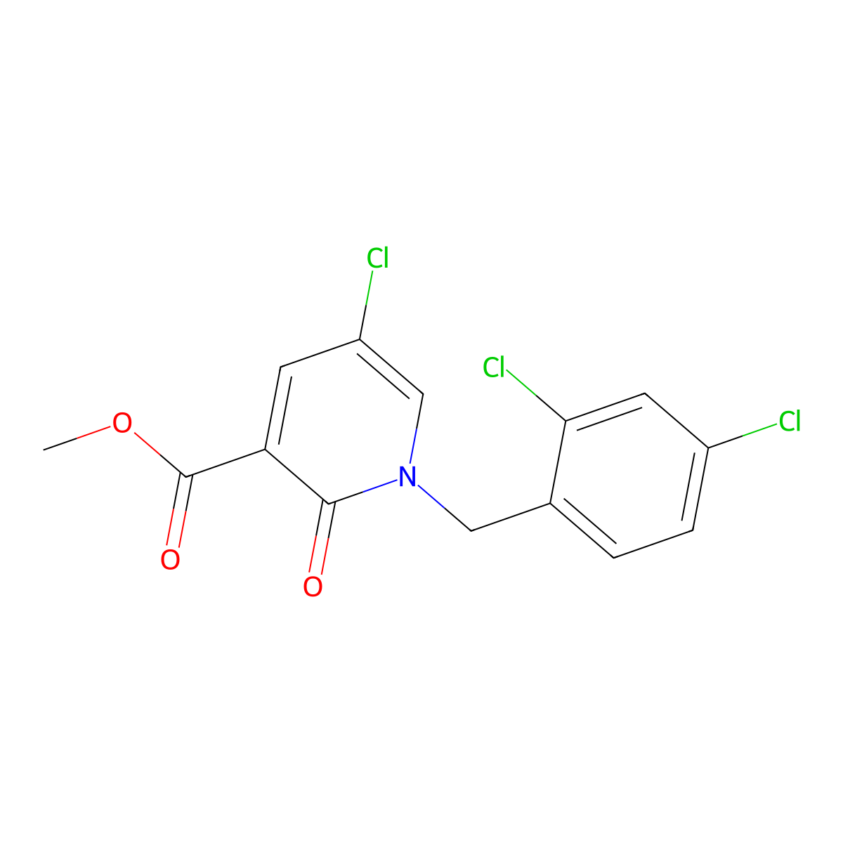 Methyl 5-chloro-1-(2,4-dichlorobenzyl)-2-oxo-1,2-dihydro-3-pyridinecarboxylate molecular structure, CAS 338977-75-6