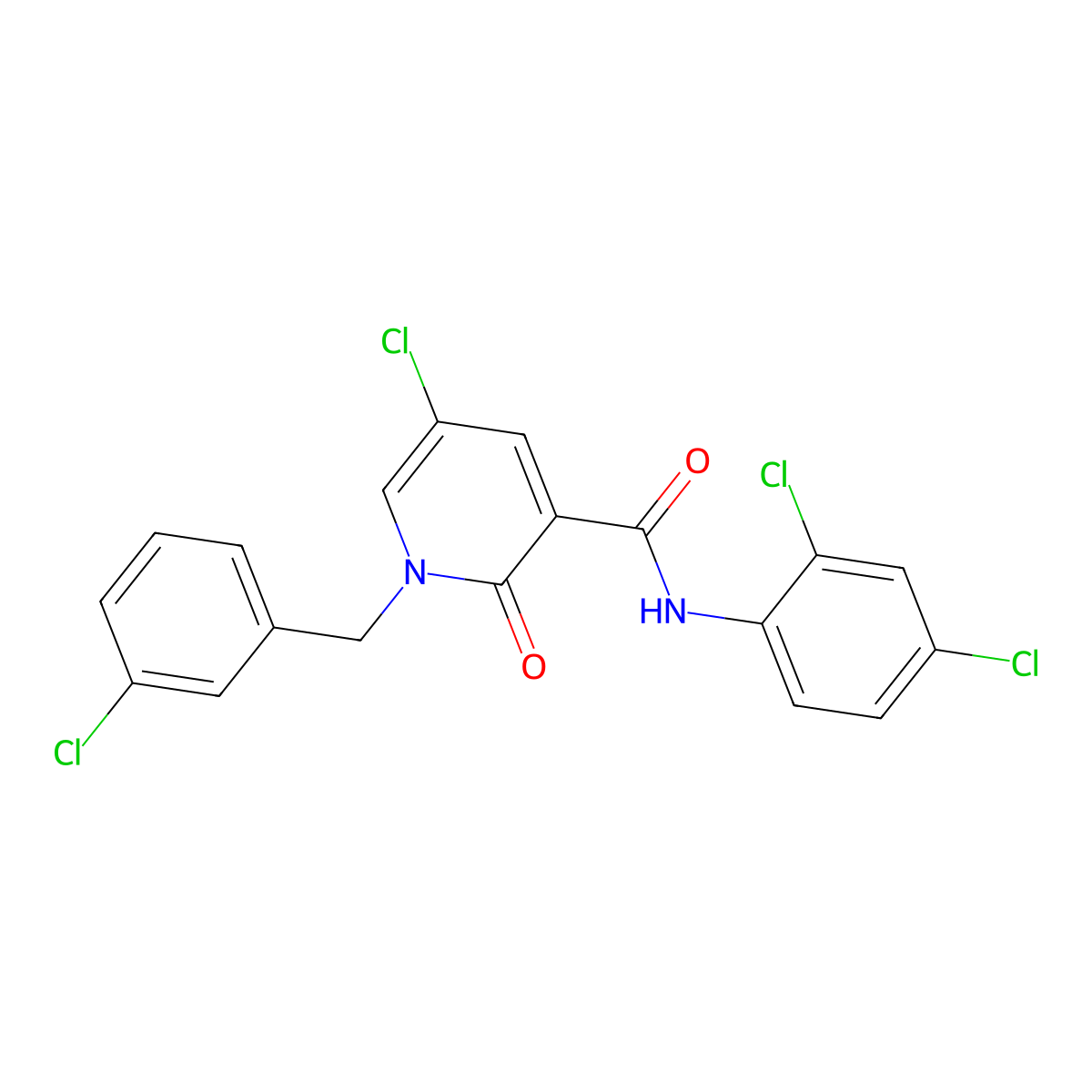 5-chloro-1-(3-chlorobenzyl)-N-(2,4-dichlorophenyl)-2-oxo-1,2-dihydro-3-pyridinecarboxamide molecular structure, CAS 338977-76-7