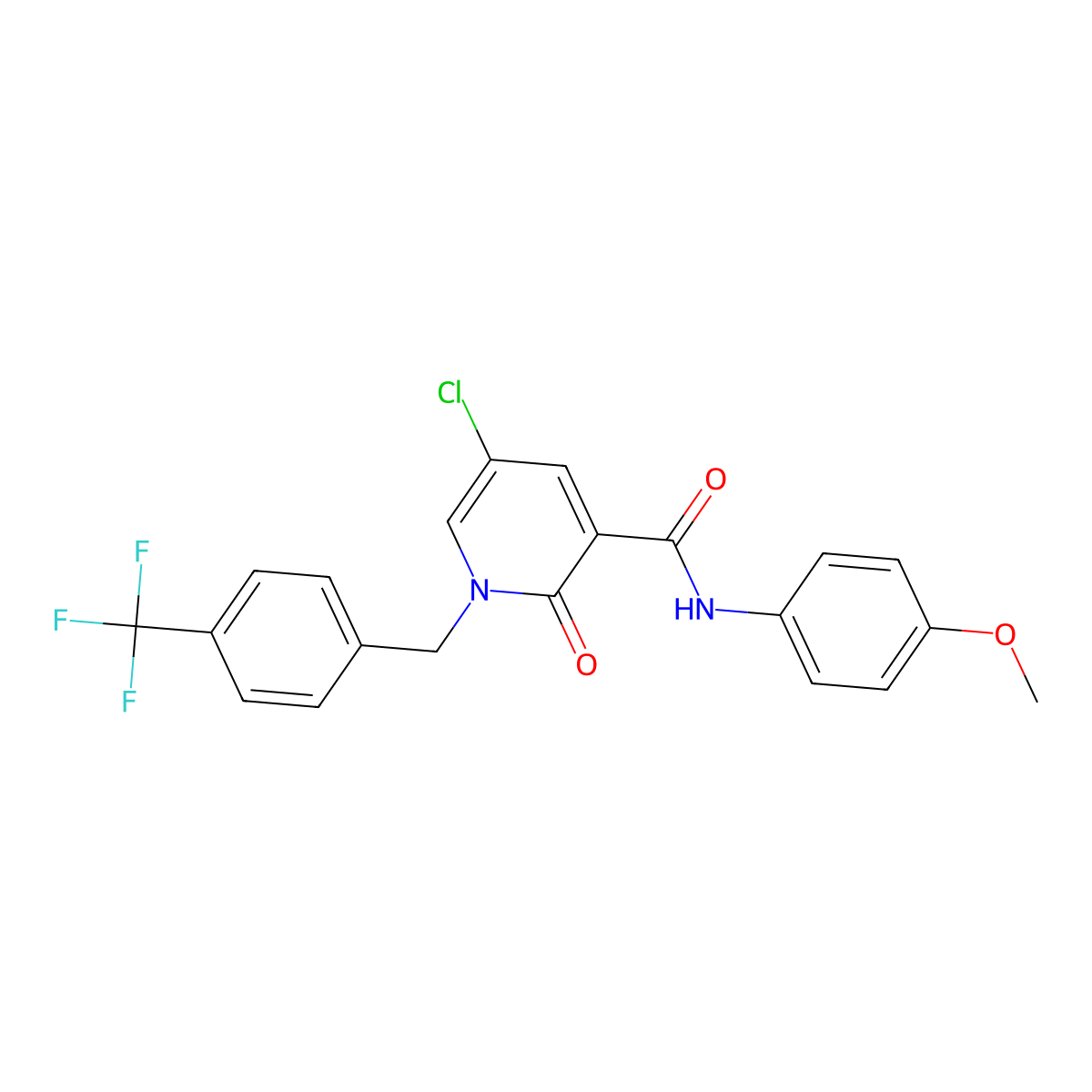 5-chloro-N-(4-methoxyphenyl)-2-oxo-1-[[4-(trifluoromethyl)phenyl]methyl]pyridine-3-carboxamide molecular structure, CAS 338977-80-3