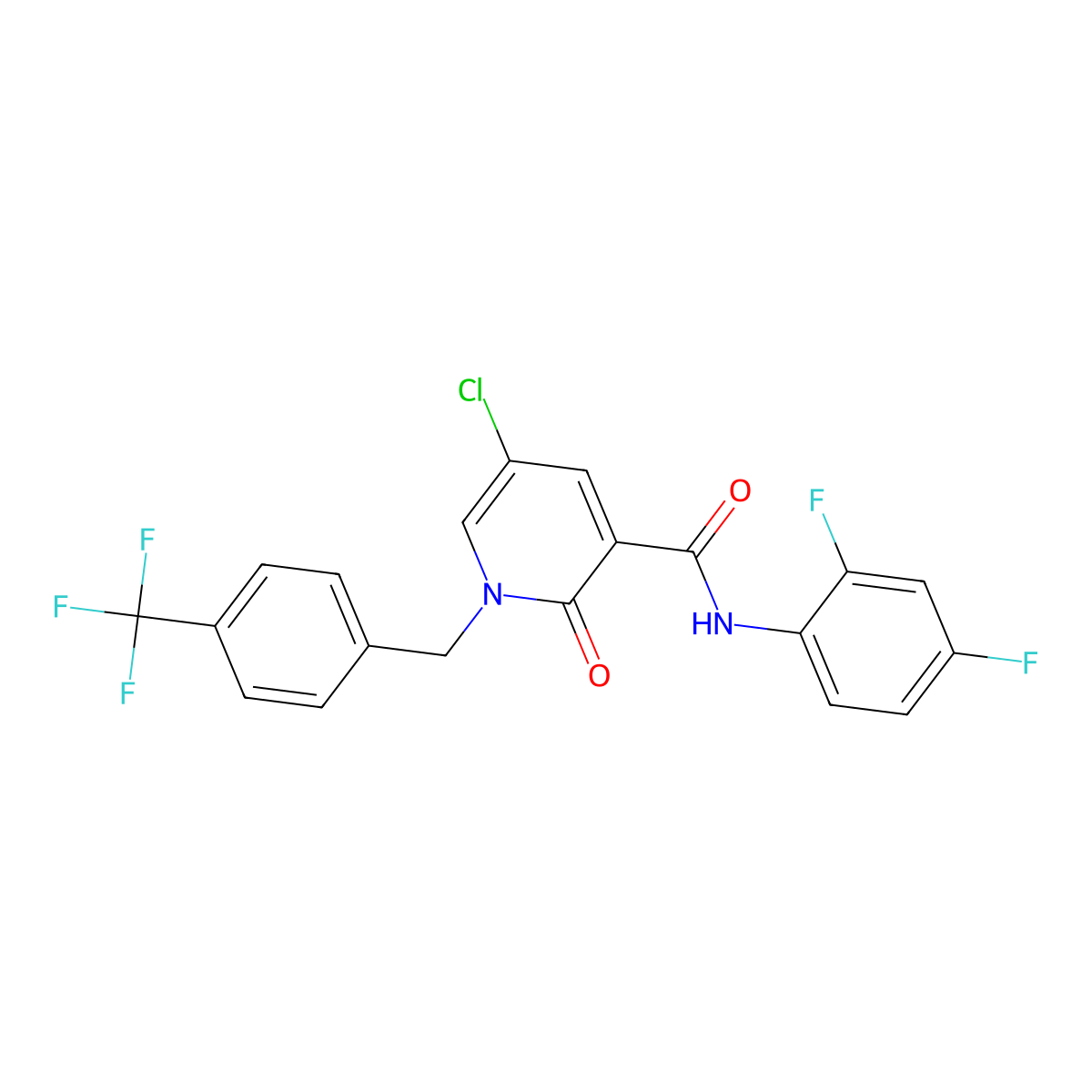 5-chloro-N-(2,4-difluorophenyl)-2-oxo-1-[[4-(trifluoromethyl)phenyl]methyl]pyridine-3-carboxamide molecular structure, CAS 338977-82-5