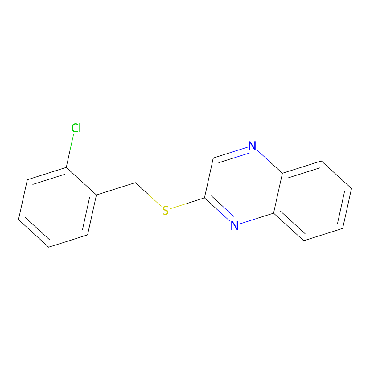 2-[(2-Chlorobenzyl)sulfanyl]quinoxaline molecular structure, CAS 338977-83-6