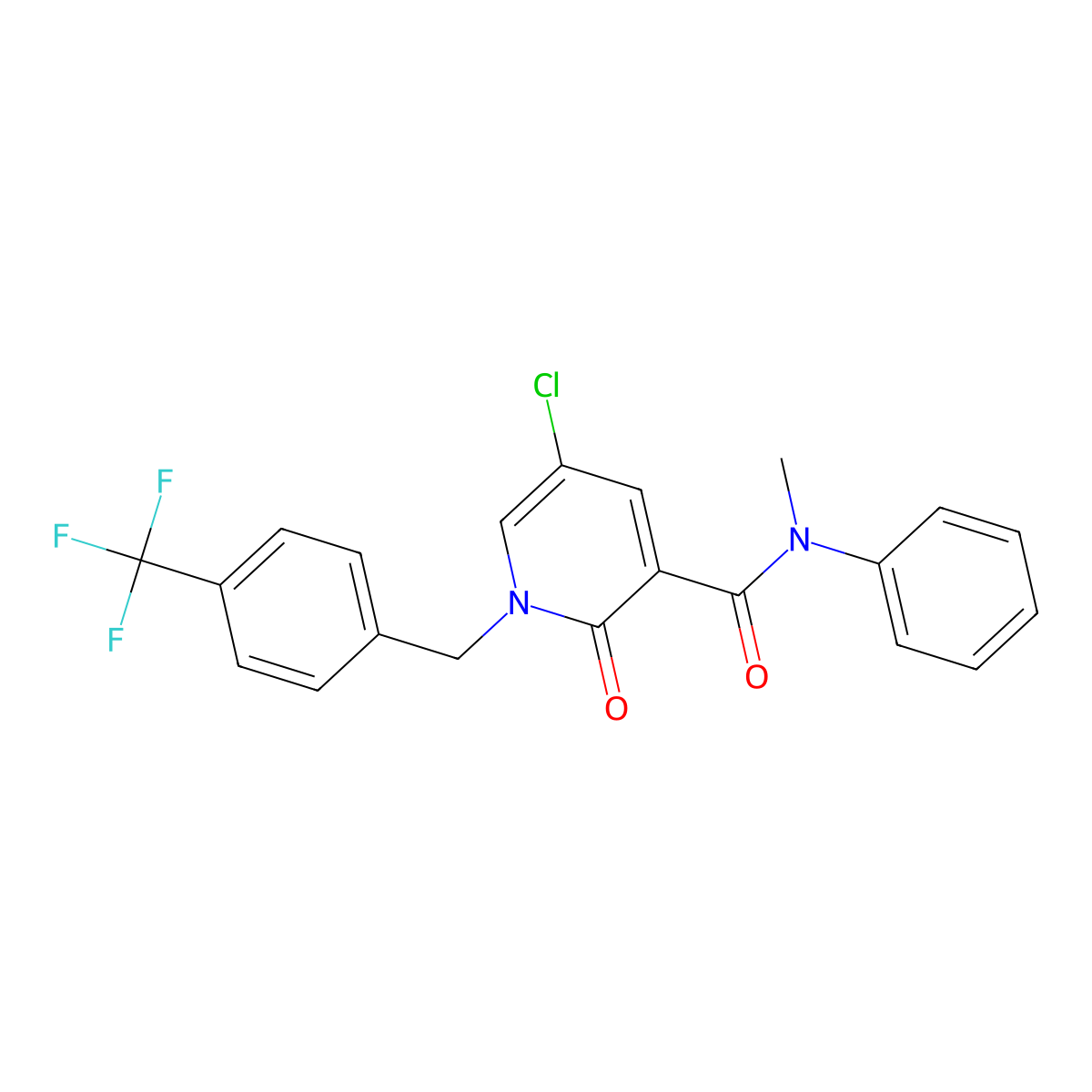 5-chloro-N-methyl-2-oxo-N-phenyl-1-[[4-(trifluoromethyl)phenyl]methyl]pyridine-3-carboxamide molecular structure, CAS 338977-90-5