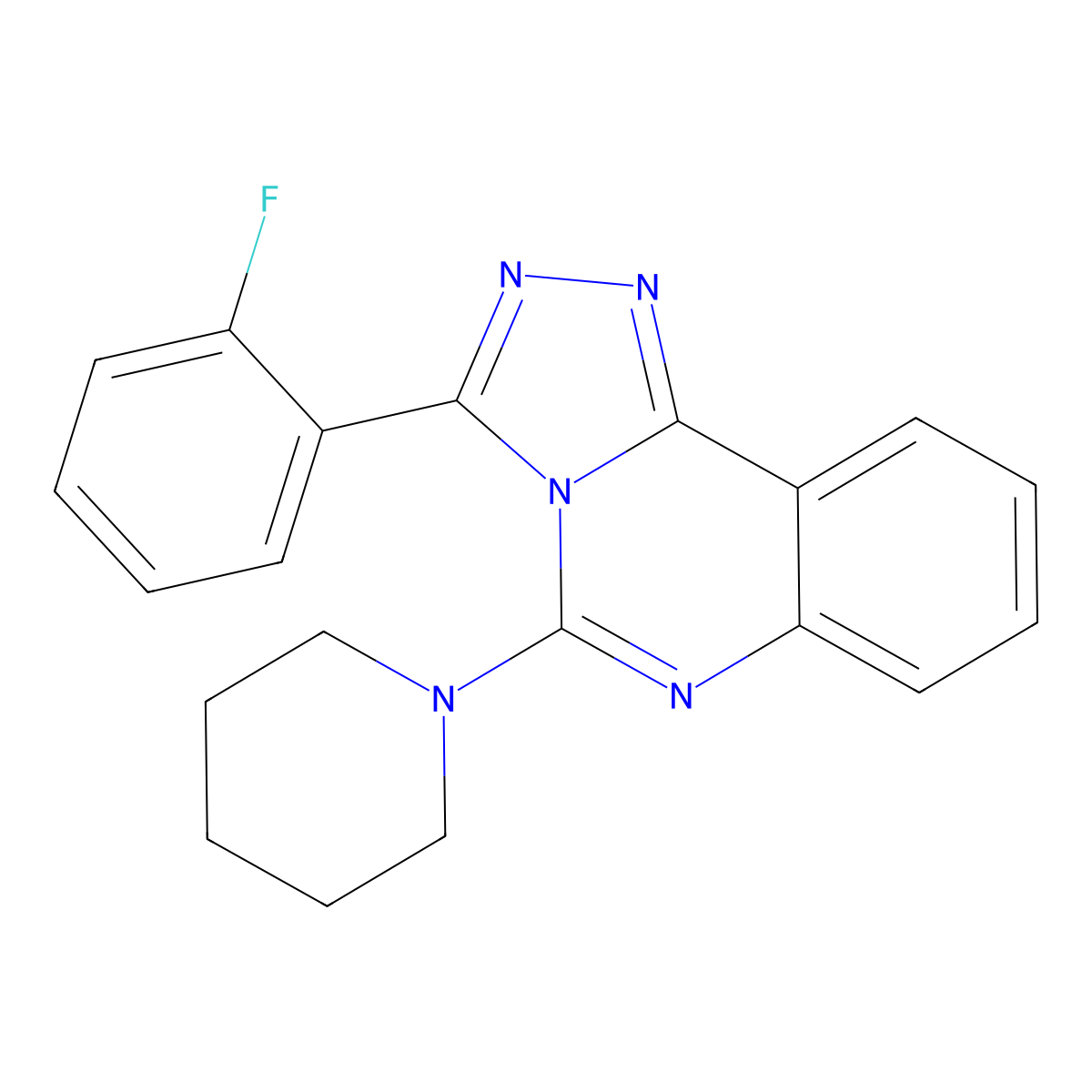 3-(2-Fluorophenyl)-5-piperidino[1,2,4]triazolo[4,3-c]quinazoline molecular structure, CAS 338977-93-8