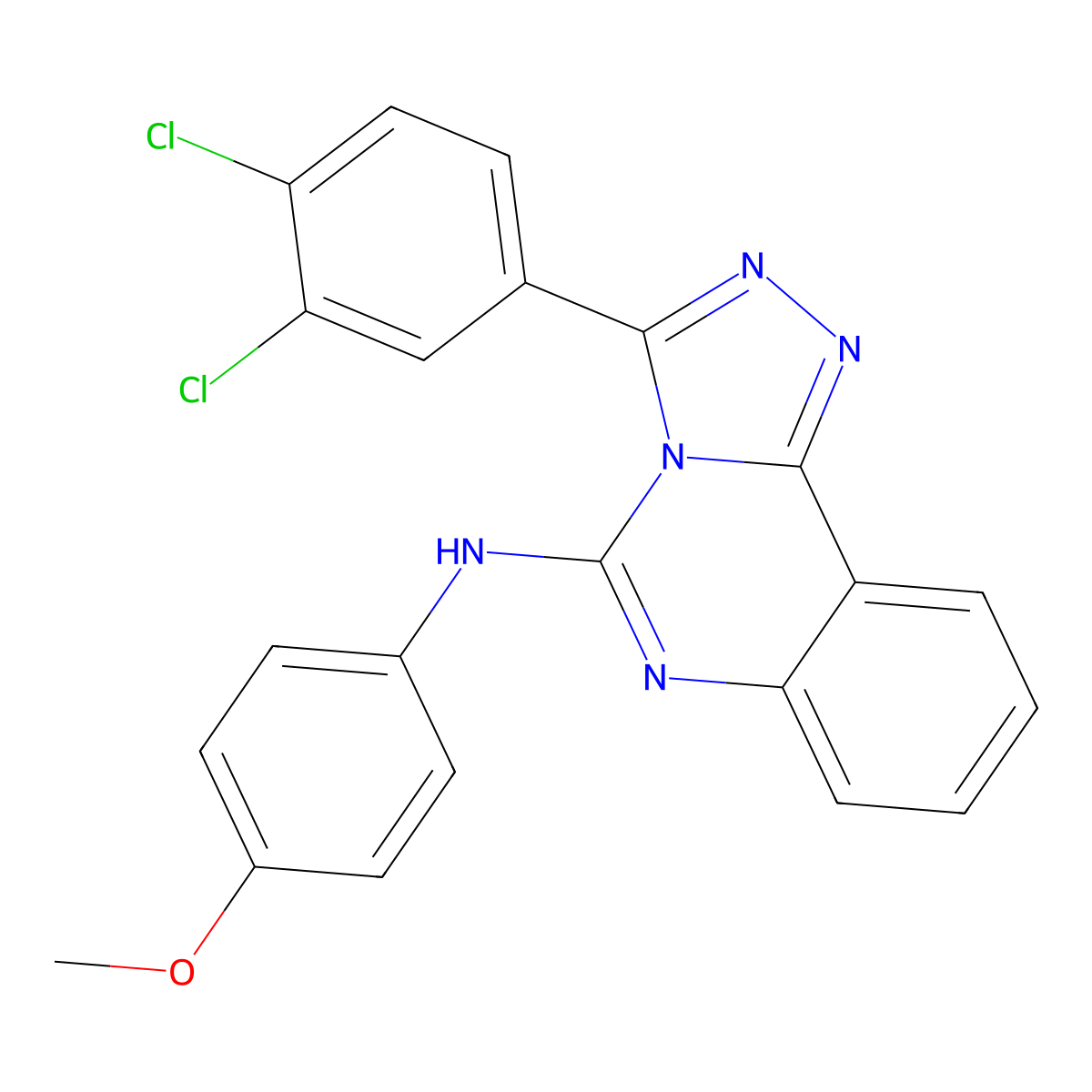 3-(3,4-dichlorophenyl)-N-(4-methoxyphenyl)-[1,2,4]triazolo[4,3-c]quinazolin-5-amine molecular structure, CAS 338977-97-2