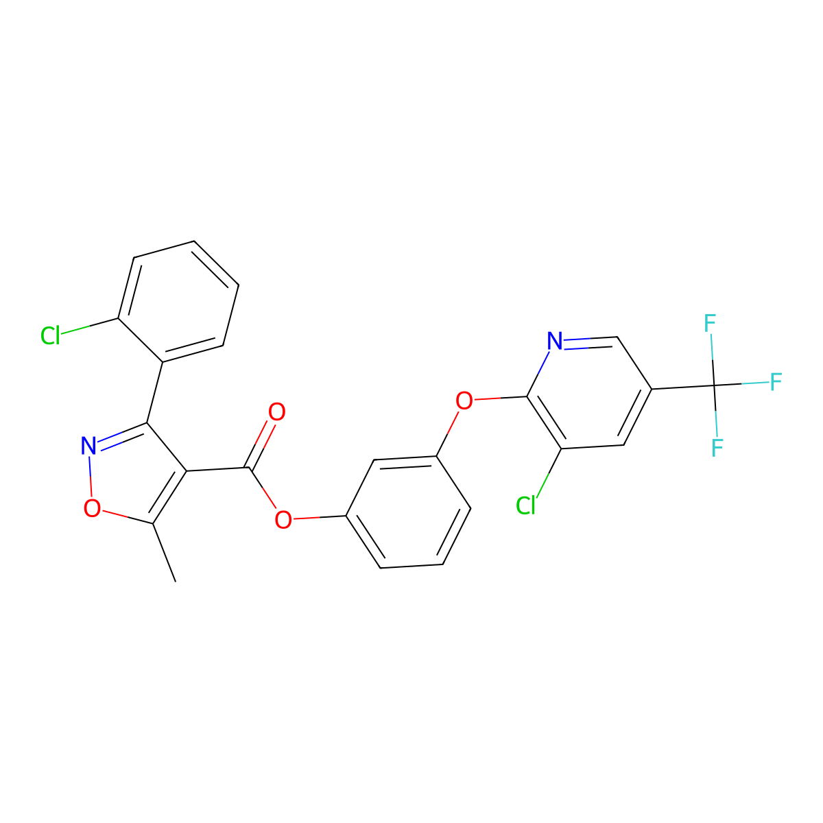 3-{[3-Chloro-5-(trifluoromethyl)-2-pyridinyl]oxy}phenyl 3-(2-chlorophenyl)-5-methyl-4-isoxazolecarboxylate molecular structure, CAS 338978-05-5