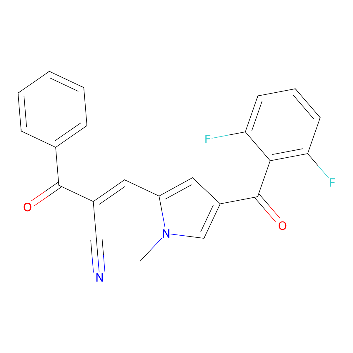 2-benzoyl-3-[4-(2,6-difluorobenzoyl)-1-methyl-1H-pyrrol-2-yl]acrylonitrile molecular structure, CAS 338978-26-0