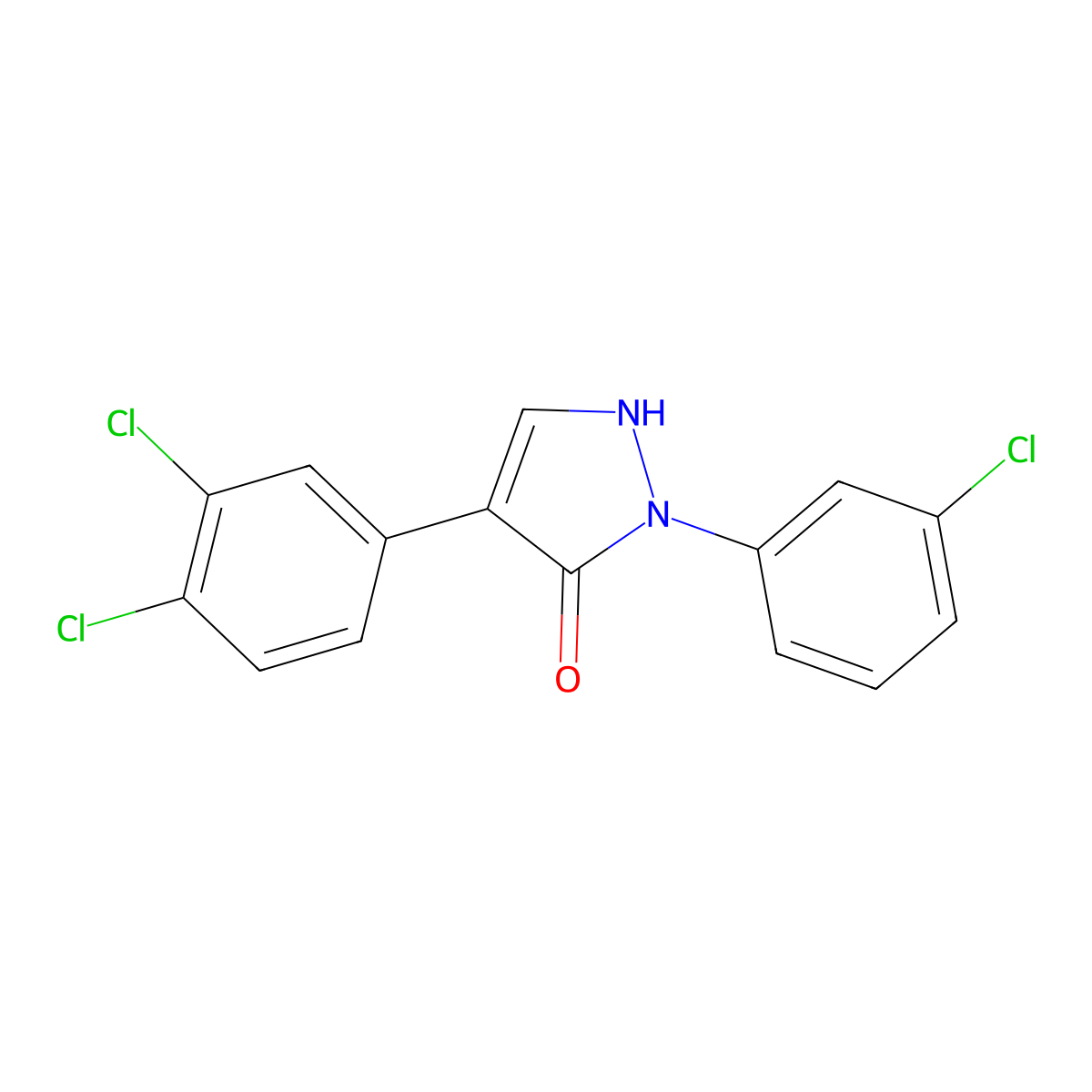 2-(3-chlorophenyl)-4-(3,4-dichlorophenyl)-1,2-dihydro-3H-pyrazol-3-one molecular structure, CAS 338978-53-3