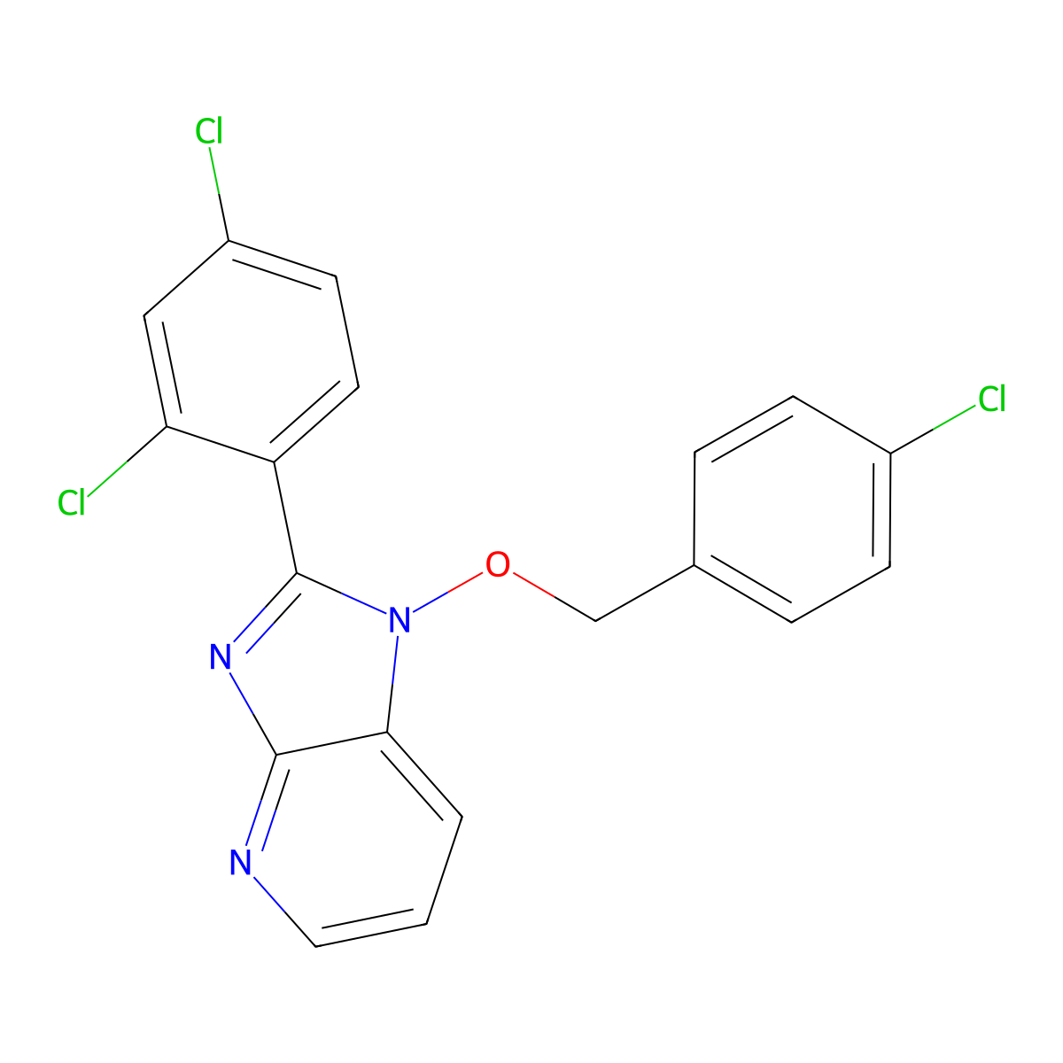 1-[(4-chlorobenzyl)oxy]-2-(2,4-dichlorophenyl)-1H-imidazo[4,5-b]pyridine molecular structure, CAS 338978-55-5