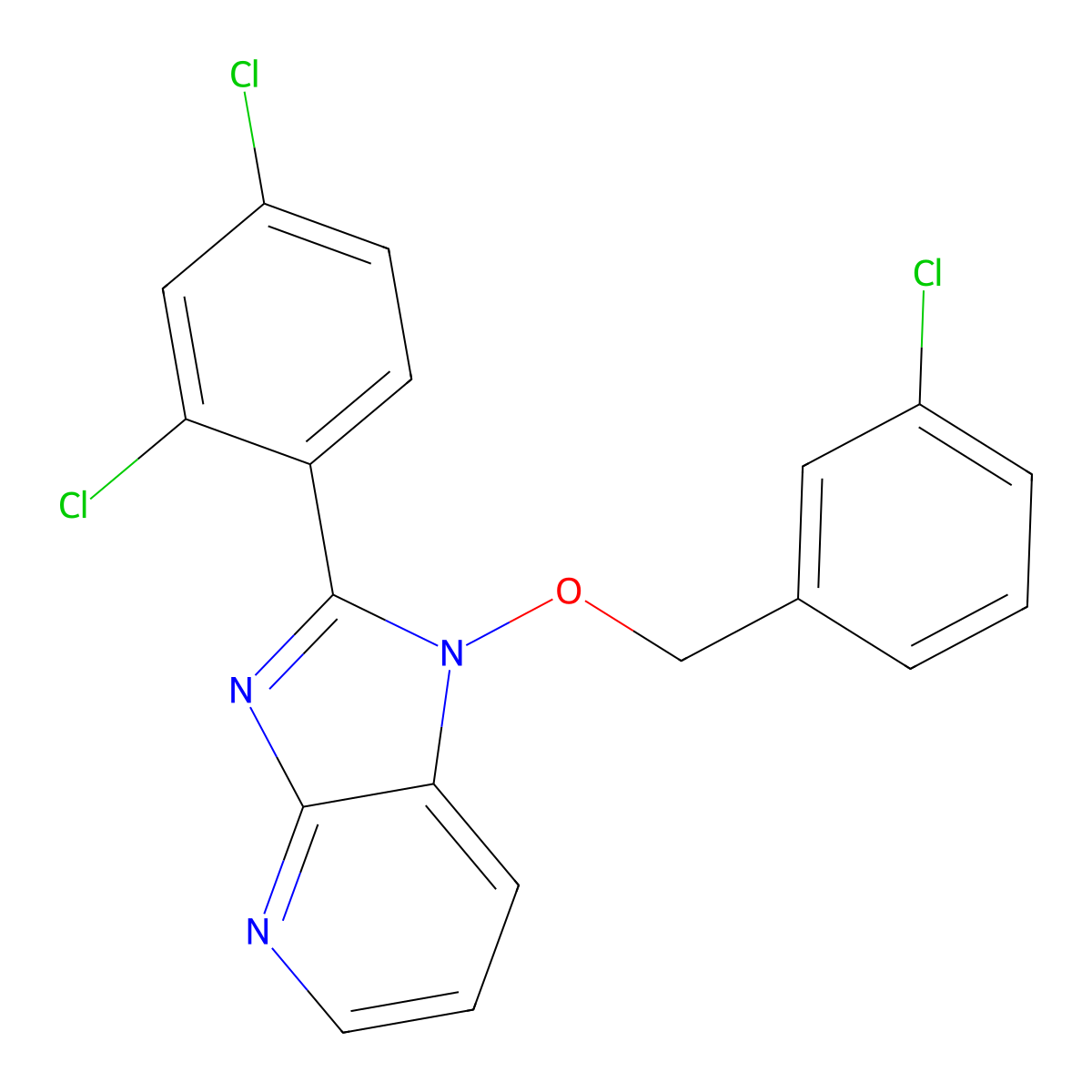 1-[(3-chlorobenzyl)oxy]-2-(2,4-dichlorophenyl)-1H-imidazo[4,5-b]pyridine molecular structure, CAS 338978-56-6