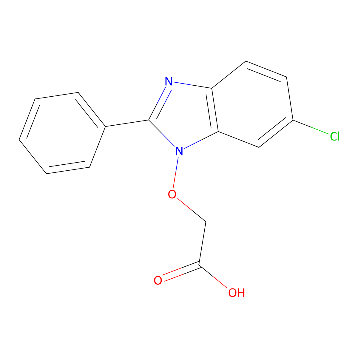 2-[(6-Chloro-2-phenyl-1-benzimidazolyl)oxy]acetic acid molecular structure, CAS 338978-62-4