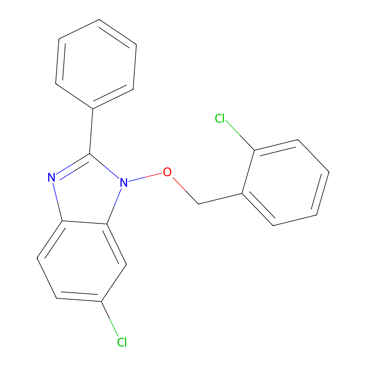 6-Chloro-1-[(2-chlorophenyl)methoxy]-2-phenylbenzimidazole molecular structure, CAS 338978-63-5