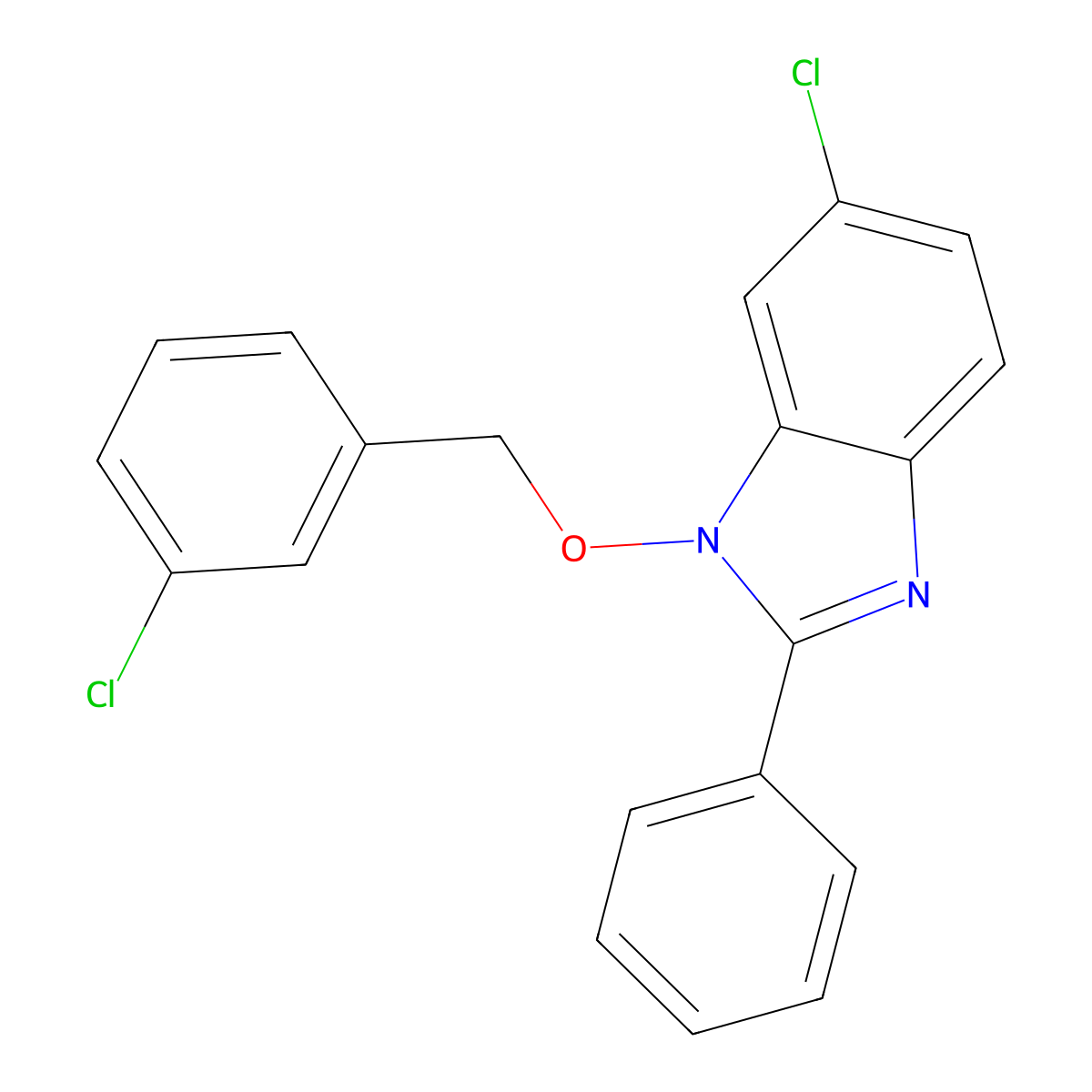 6-chloro-1-[(3-chlorobenzyl)oxy]-2-phenyl-1H-1,3-benzimidazole molecular structure, CAS 338978-64-6
