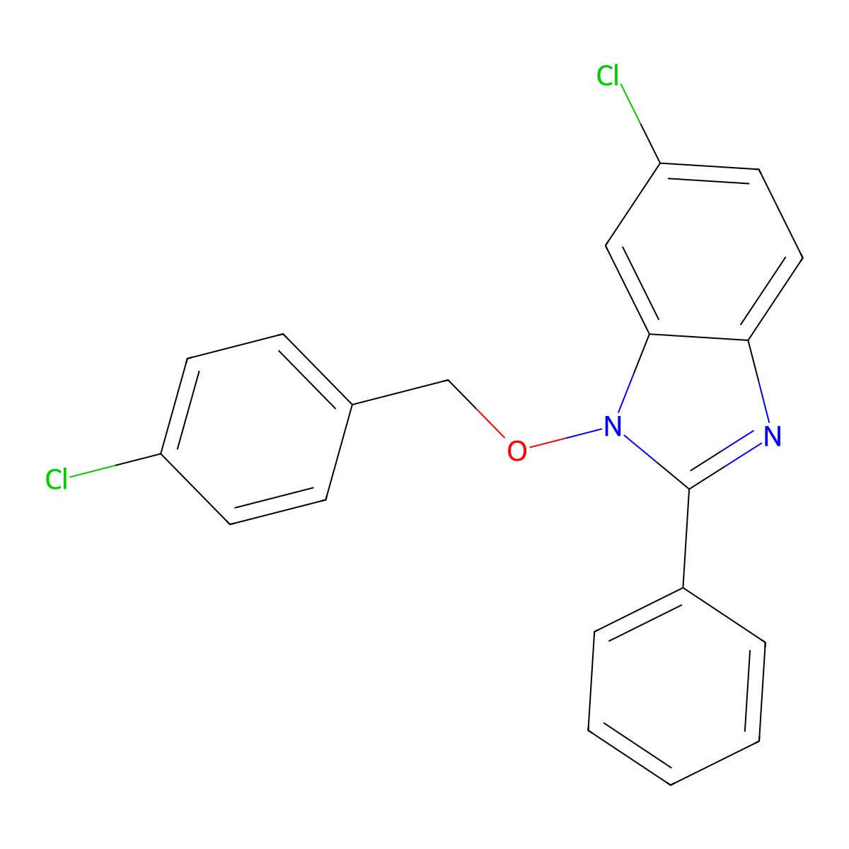 6-chloro-1-[(4-chlorobenzyl)oxy]-2-phenyl-1H-1,3-benzimidazole molecular structure, CAS 338978-65-7