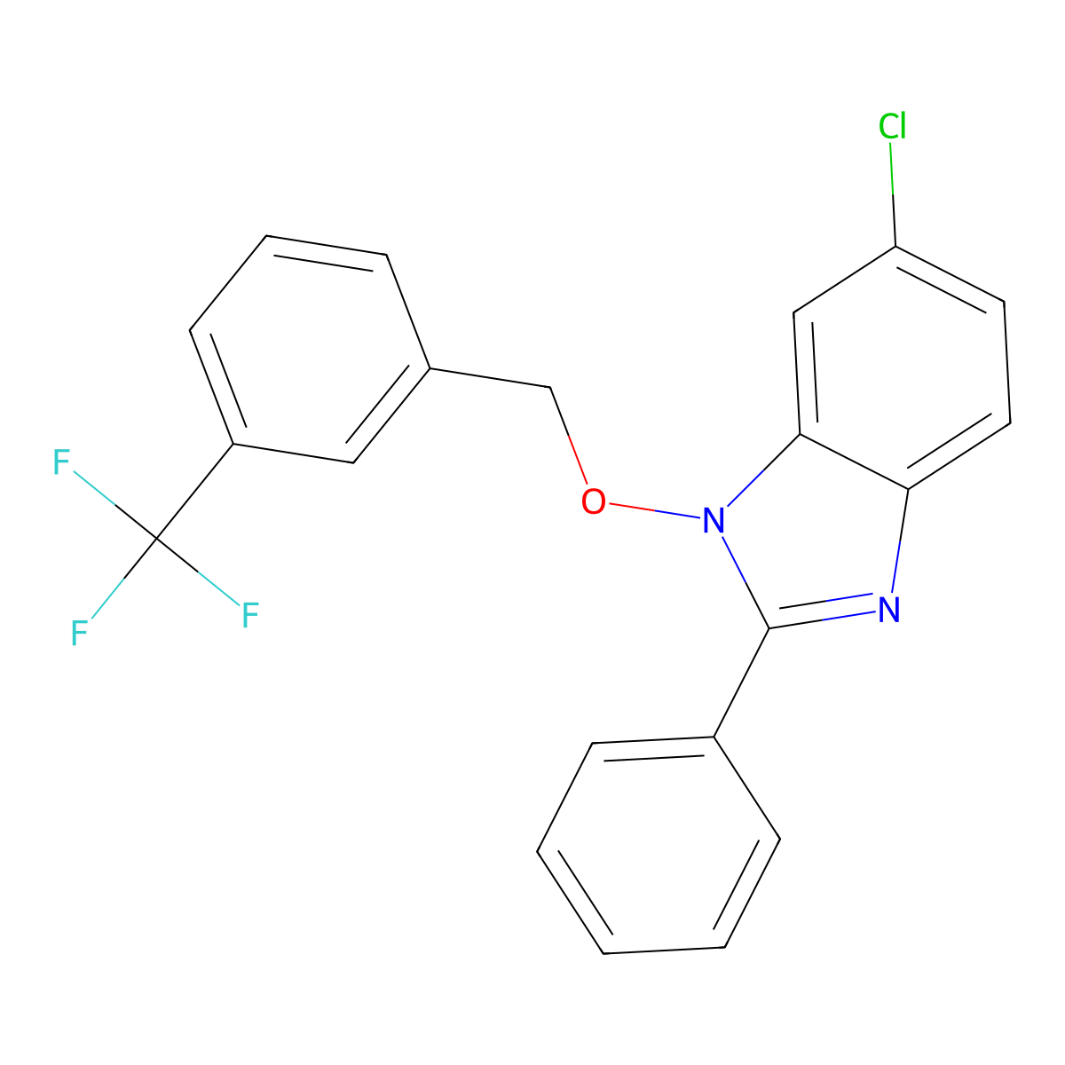 6-chloro-2-phenyl-1-{[3-(trifluoromethyl)benzyl]oxy}-1H-1,3-benzimidazole molecular structure, CAS 338978-66-8