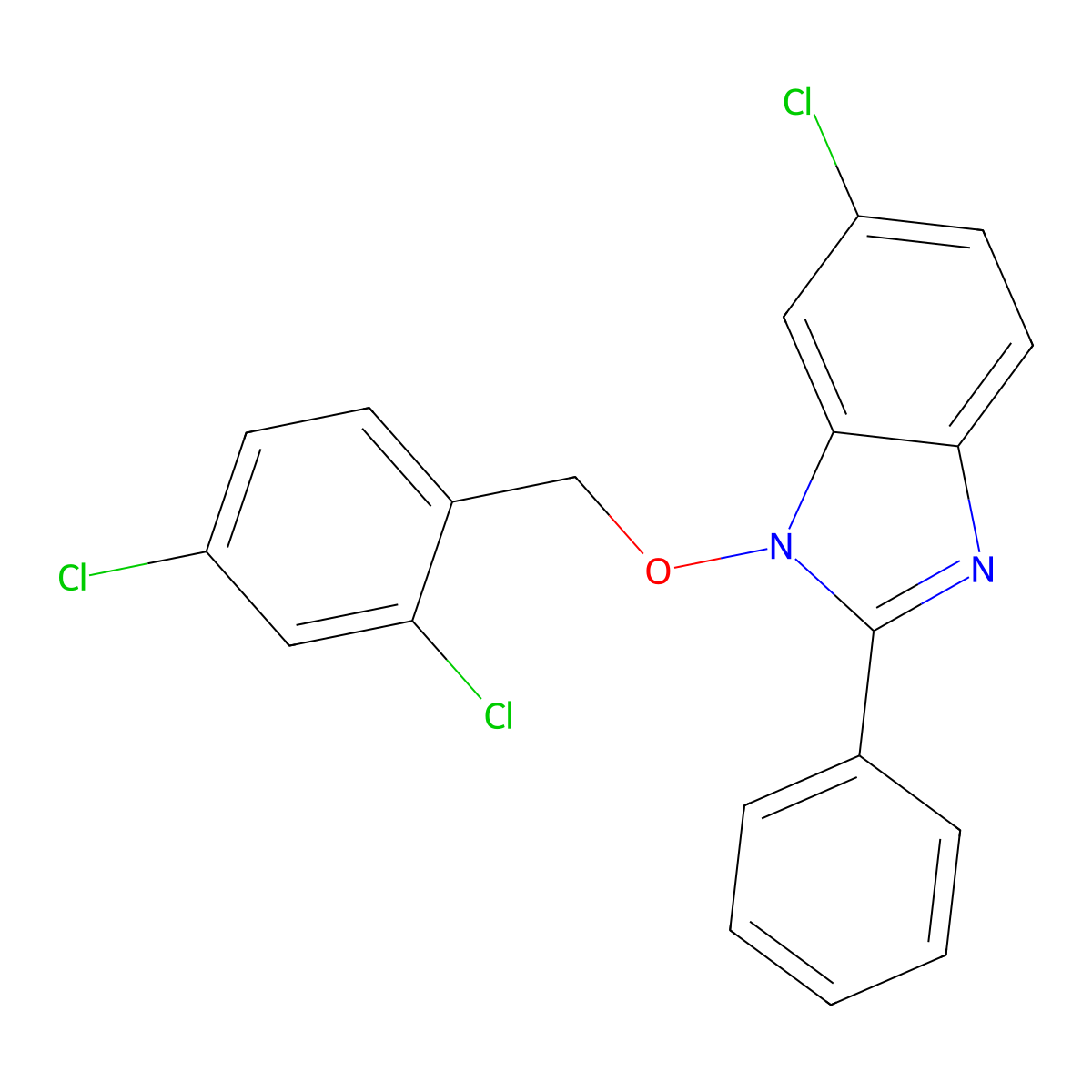 6-chloro-1-[(2,4-dichlorobenzyl)oxy]-2-phenyl-1H-1,3-benzimidazole molecular structure, CAS 338978-68-0
