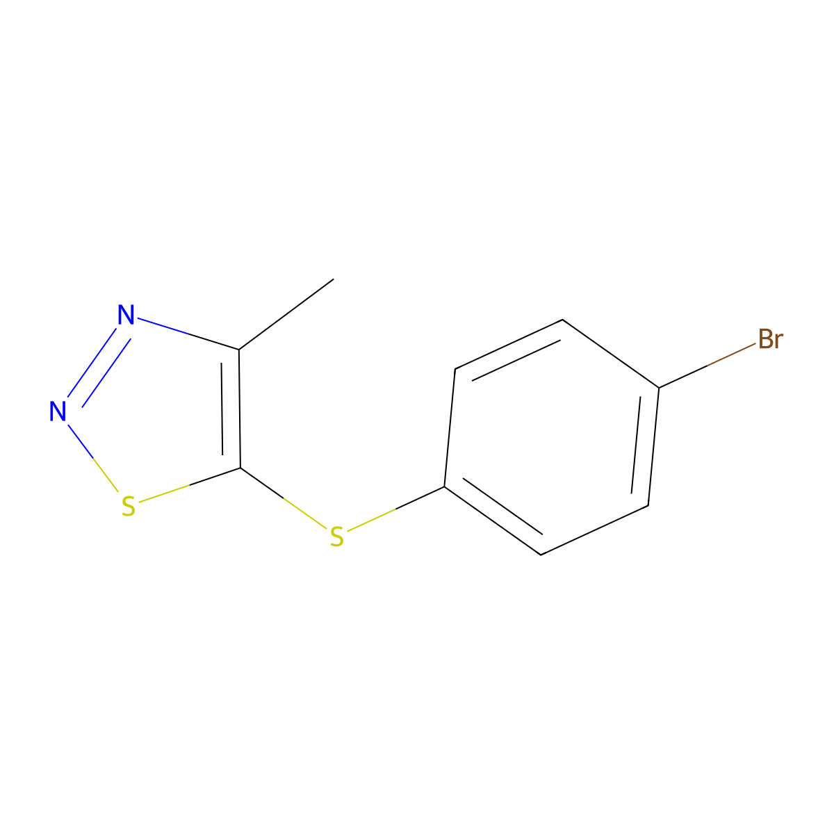 5-[(4-Bromophenyl)sulfanyl]-4-methyl-1,2,3-thiadiazole molecular structure, CAS 338978-69-1