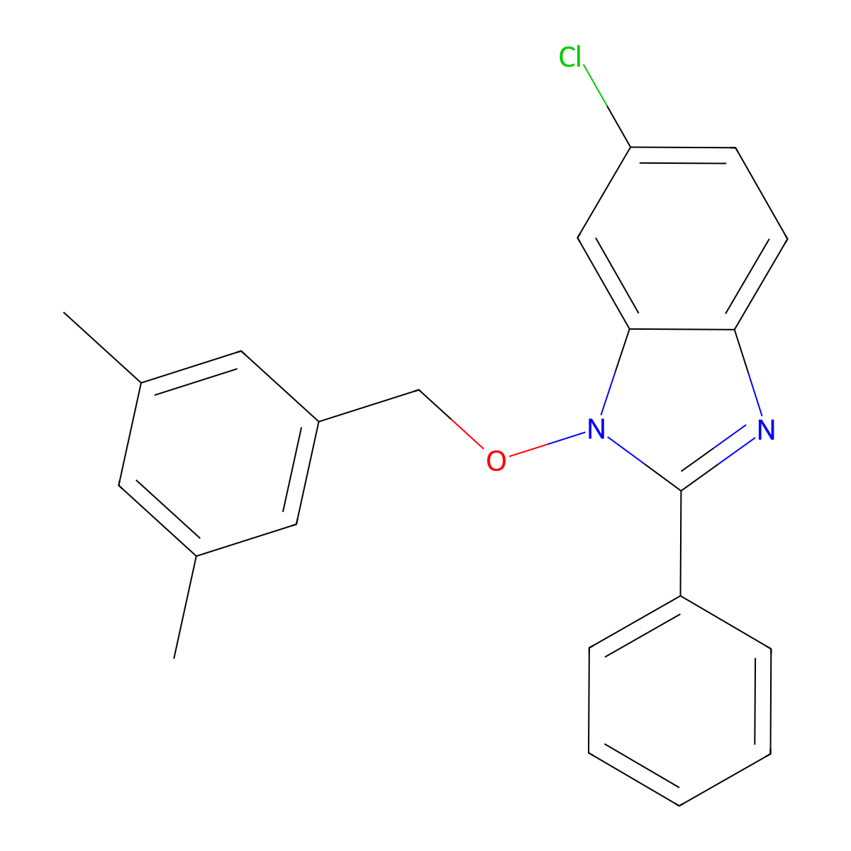 6-chloro-1-[(3,5-dimethylbenzyl)oxy]-2-phenyl-1H-1,3-benzimidazole molecular structure, CAS 338978-72-6