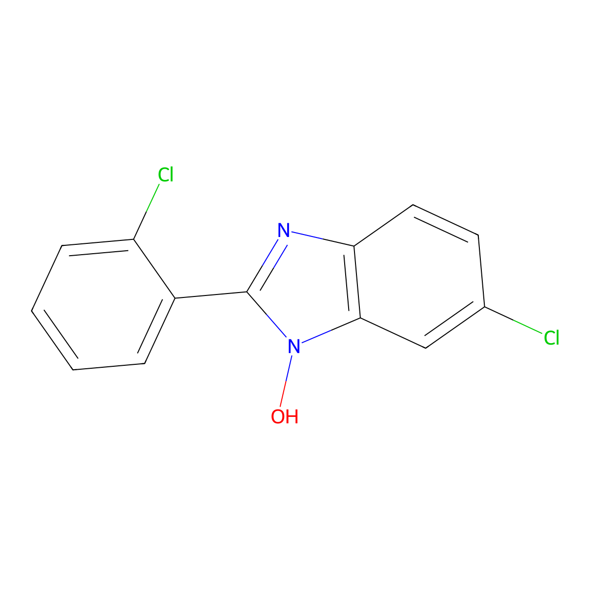 6-chloro-2-(2-chlorophenyl)-1H-1,3-benzimidazol-1-ol molecular structure, CAS 338978-74-8