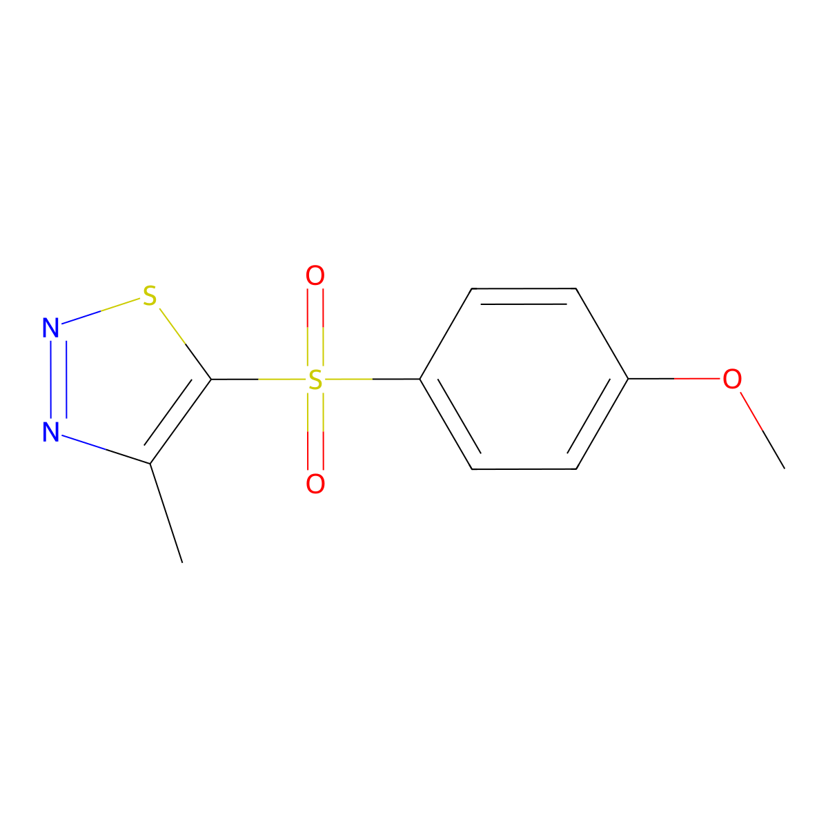 4-Methoxyphenyl 4-methyl-1,2,3-thiadiazol-5-yl sulfone molecular structure, CAS 338978-78-2