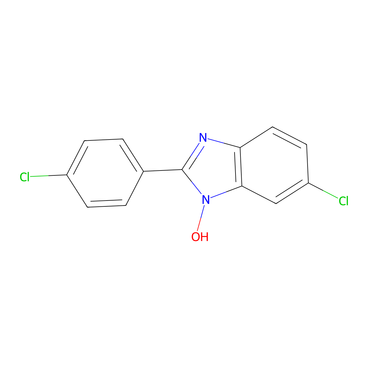 6-Chloro-2-(4-chlorophenyl)-1-hydroxybenzimidazole molecular structure, CAS 338978-79-3
