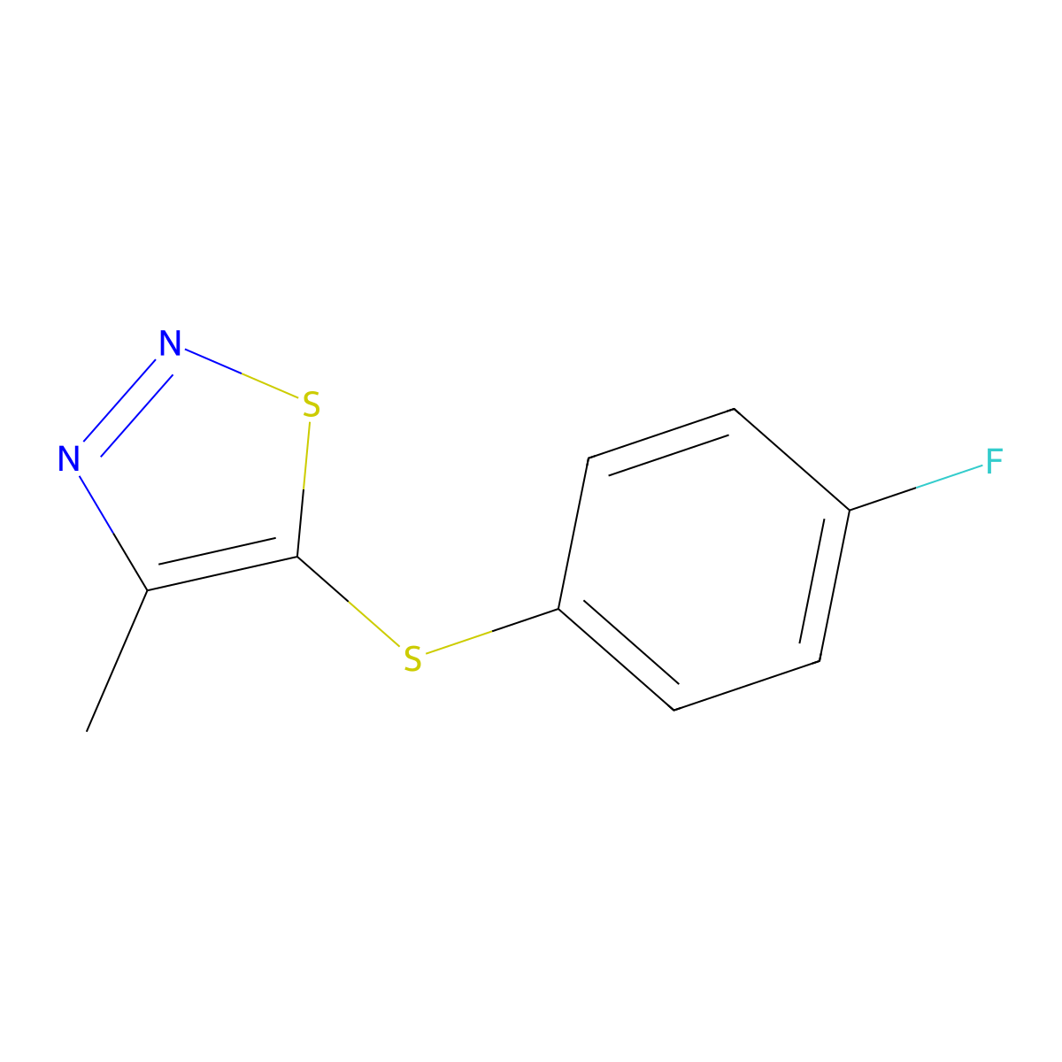 4-Fluorophenyl 4-methyl-1,2,3-thiadiazol-5-yl sulfide molecular structure, CAS 338978-80-6