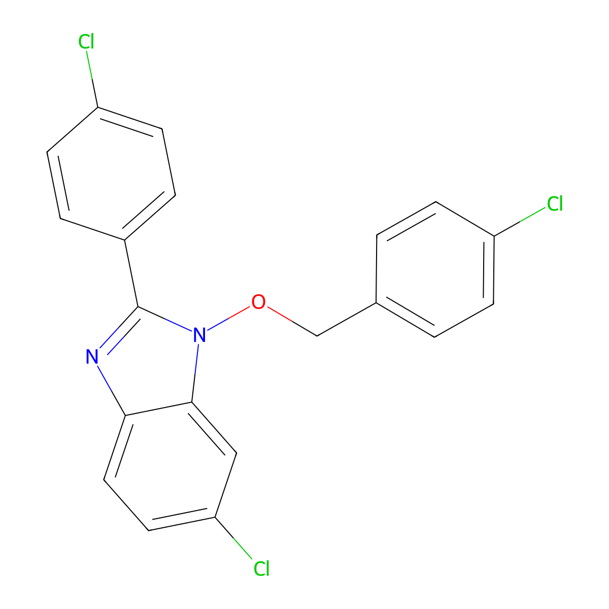 6-chloro-1-[(4-chlorobenzyl)oxy]-2-(4-chlorophenyl)-1H-1,3-benzimidazole molecular structure, CAS 338978-84-0