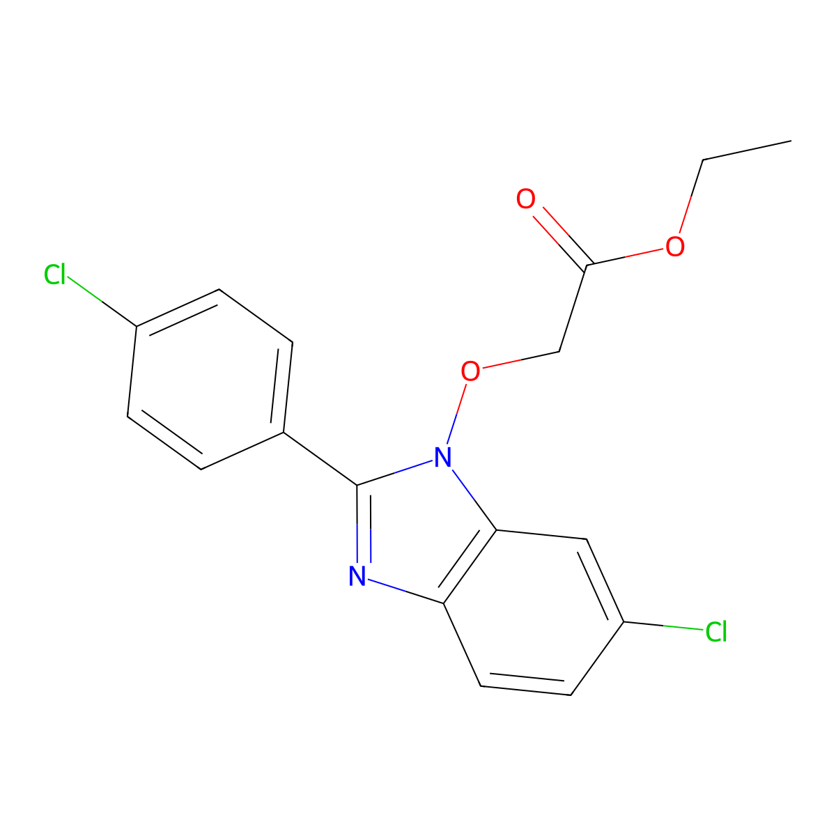 ethyl 2-{[6-chloro-2-(4-chlorophenyl)-1H-1,3-benzimidazol-1-yl]oxy}acetate molecular structure, CAS 338978-87-3