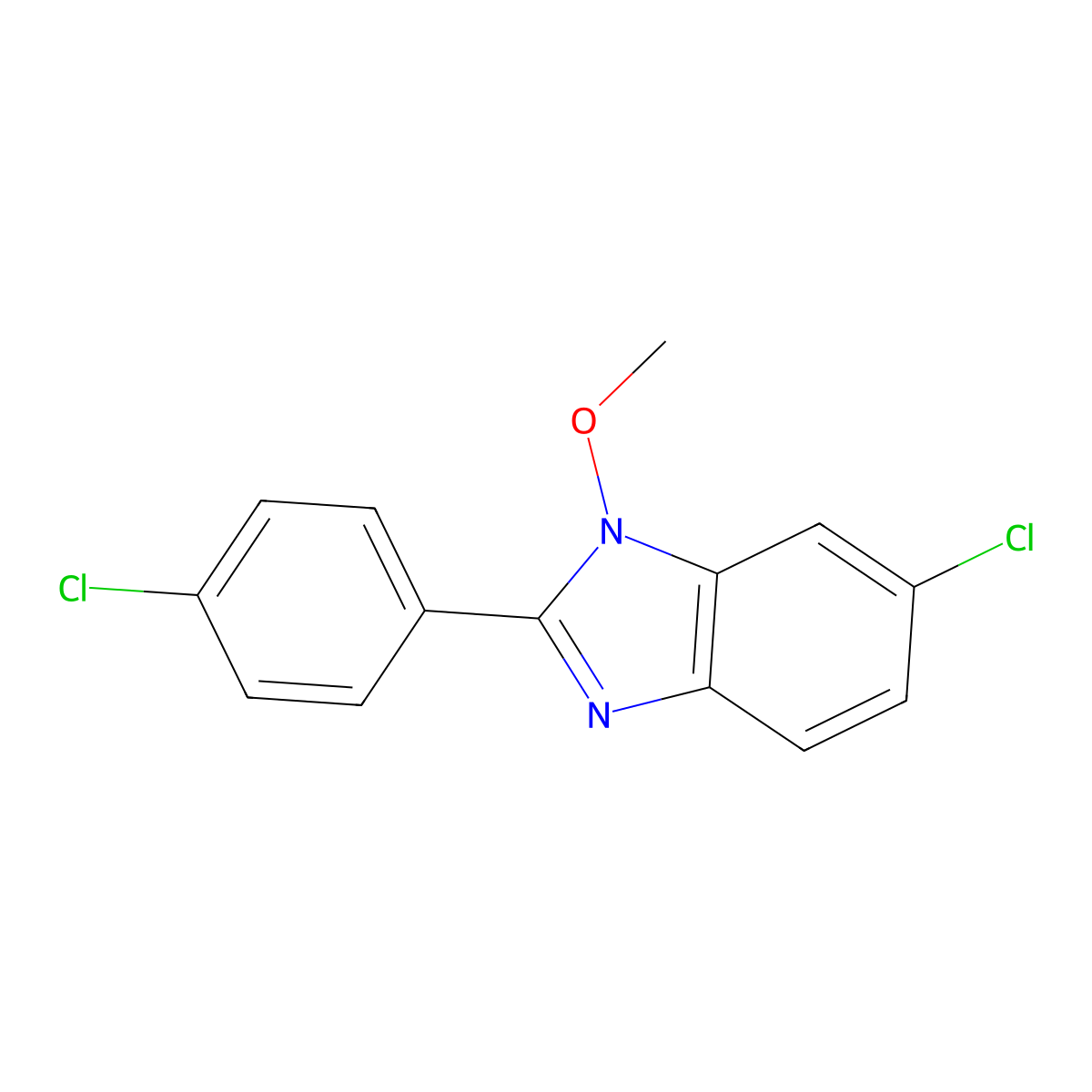 6-chloro-2-(4-chlorophenyl)-1-methoxy-1H-1,3-benzimidazole molecular structure, CAS 338978-89-5