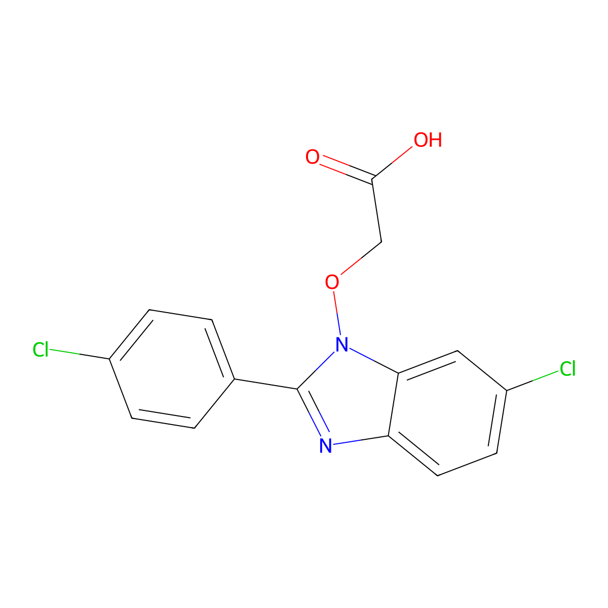 2-{[6-chloro-2-(4-chlorophenyl)-1H-1,3-benzimidazol-1-yl]oxy}acetic acid molecular structure, CAS 338978-90-8