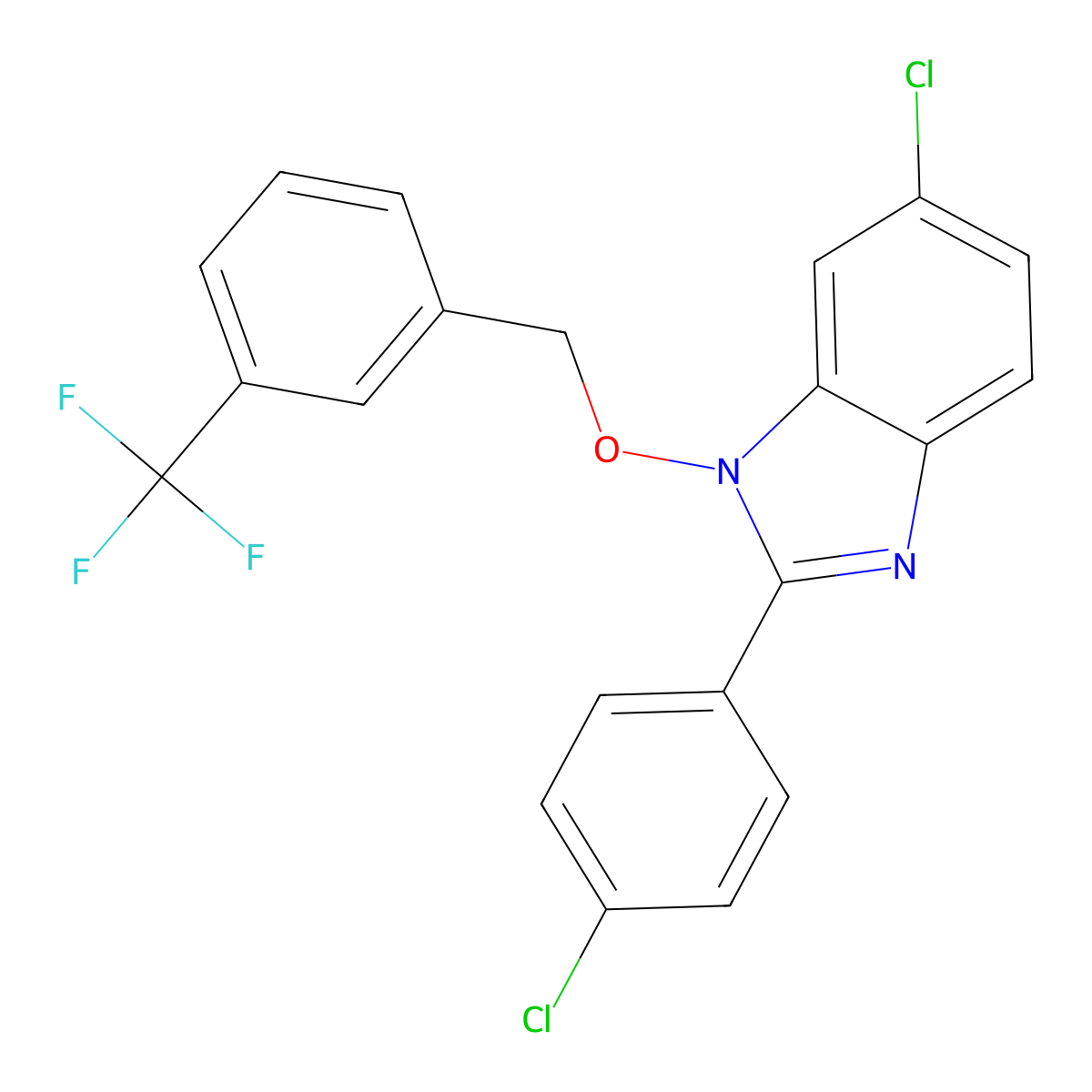 6-chloro-2-(4-chlorophenyl)-1-{[3-(trifluoromethyl)benzyl]oxy}-1H-1,3-benzimidazole molecular structure, CAS 338978-91-9