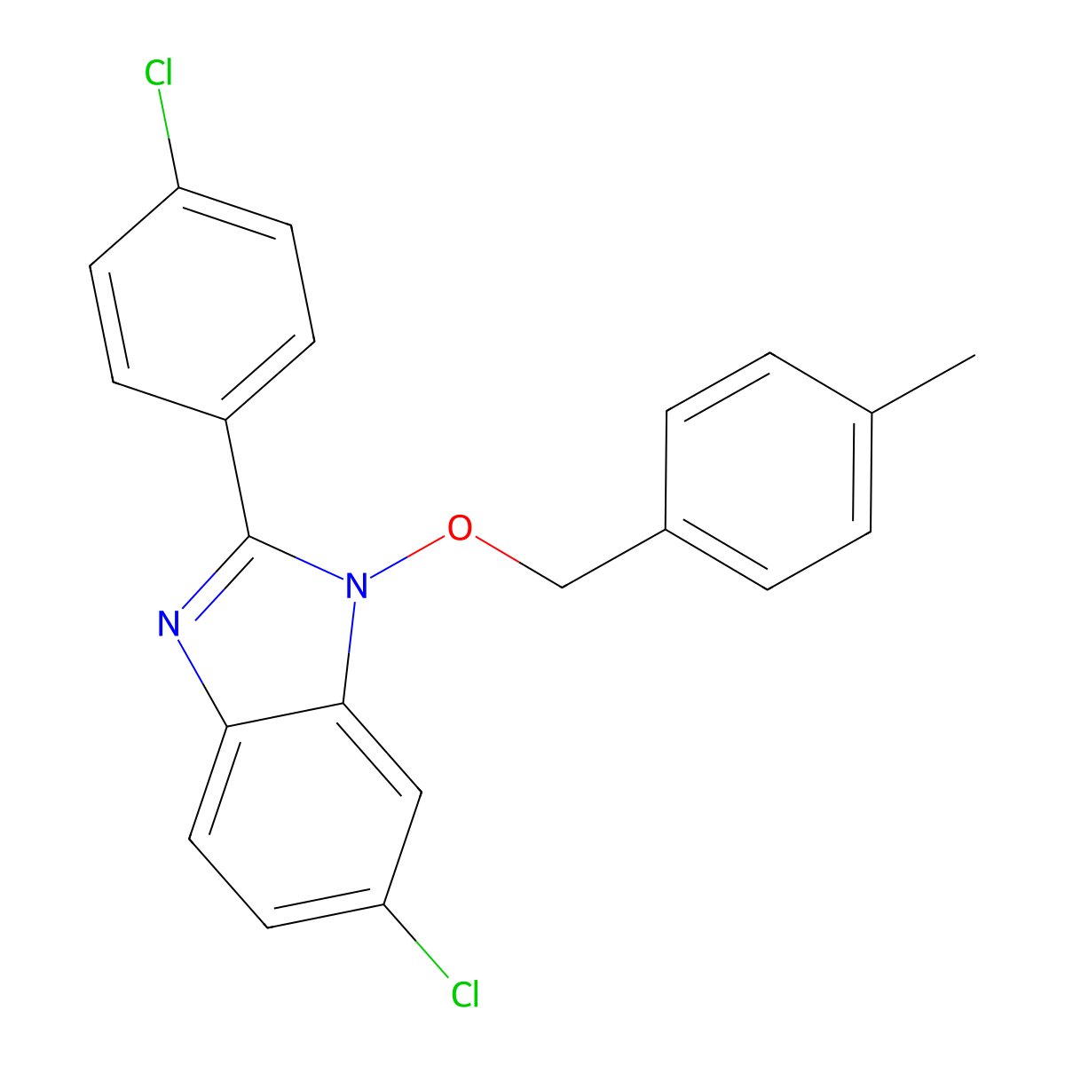 6-chloro-2-(4-chlorophenyl)-1-[(4-methylbenzyl)oxy]-1H-1,3-benzimidazole molecular structure, CAS 338978-94-2