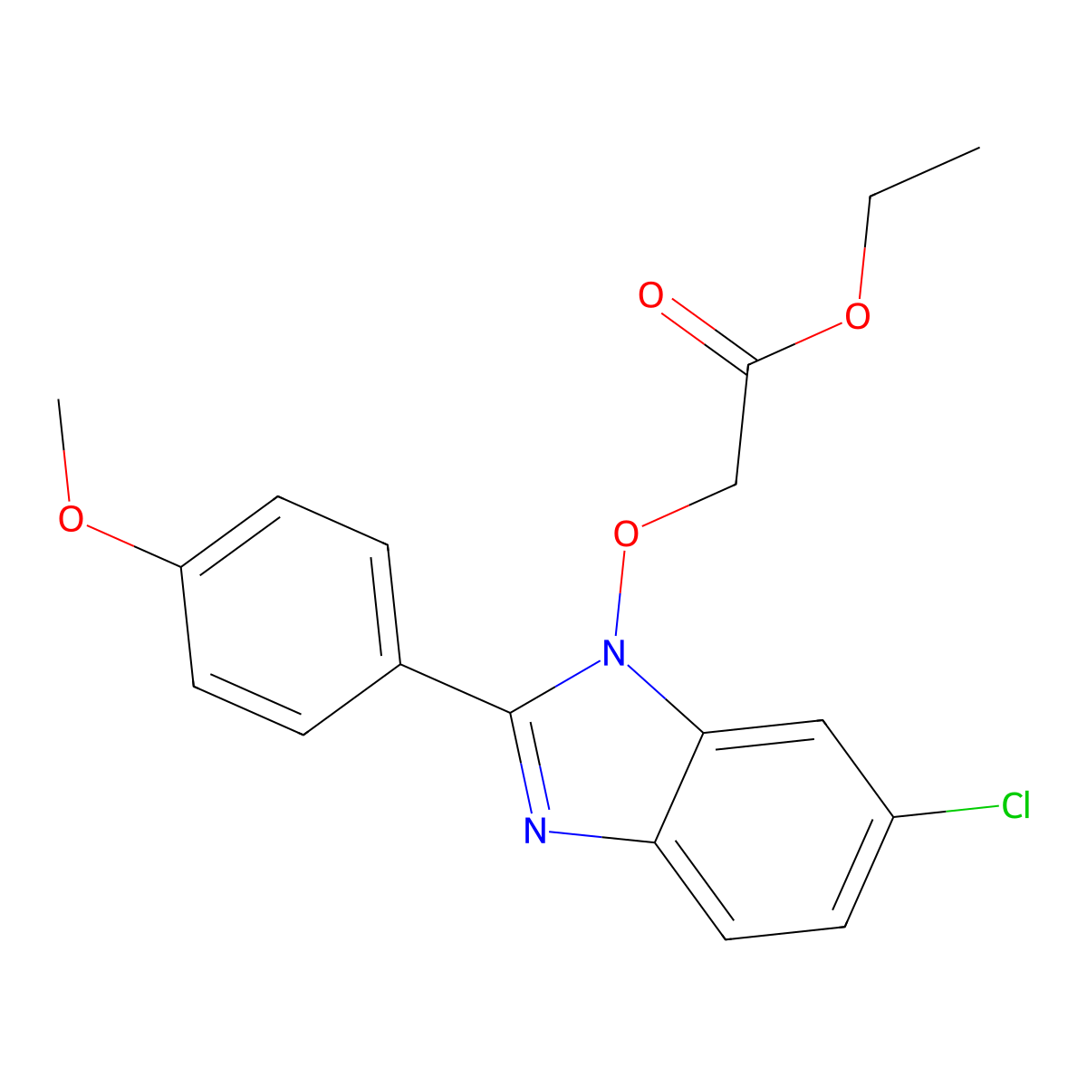 ethyl 2-{[6-chloro-2-(4-methoxyphenyl)-1H-1,3-benzimidazol-1-yl]oxy}acetate molecular structure, CAS 338978-97-5